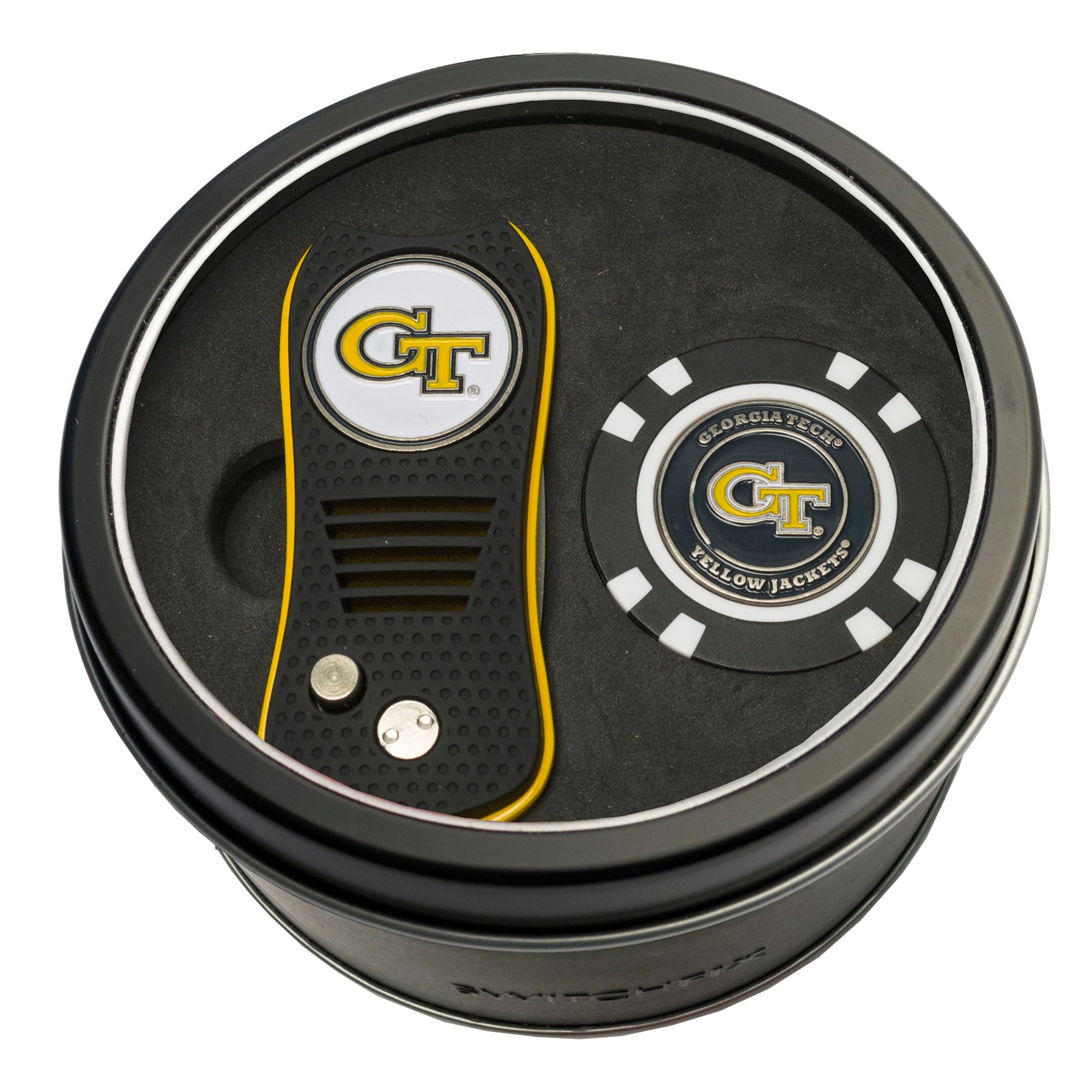 Georgia Tech Yellow Jackets Switchblade Divot Tool + Golf Chip Tin Gift Set
