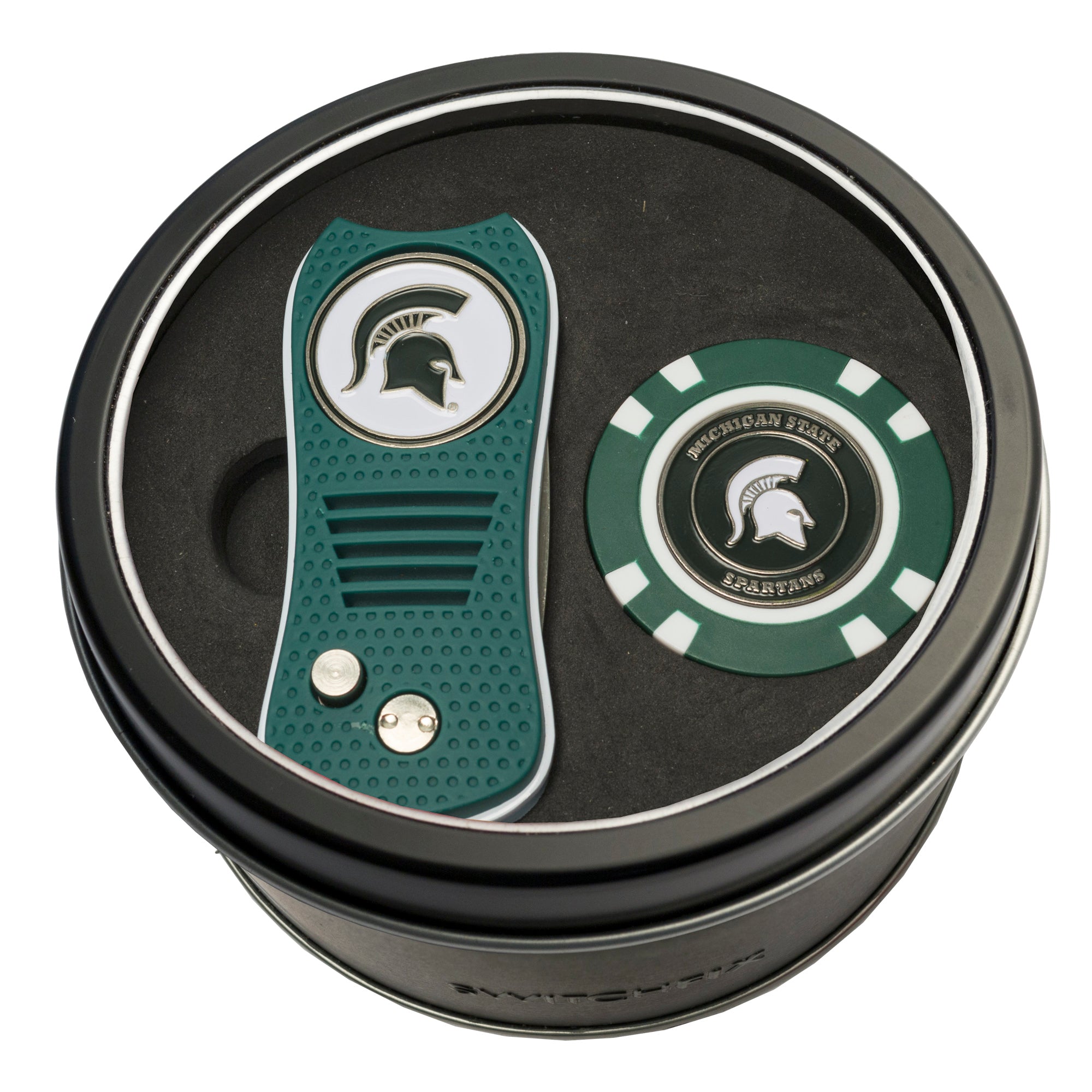 Michigan State Spartans Switchblade Divot Tool + Golf Chip Tin Gift Set