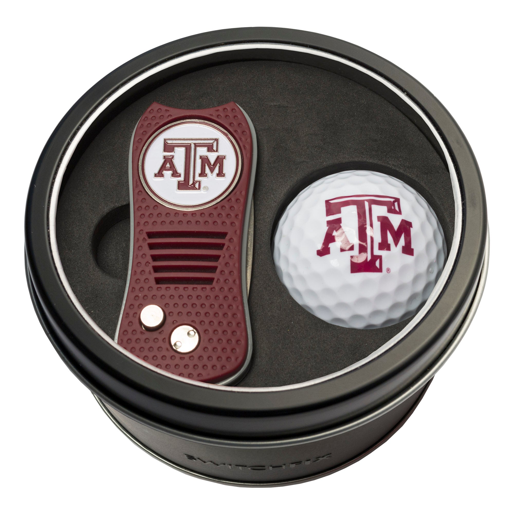 Texas A&M Aggies Switchblade Divot Tool + Golf Ball Tin Gift Set