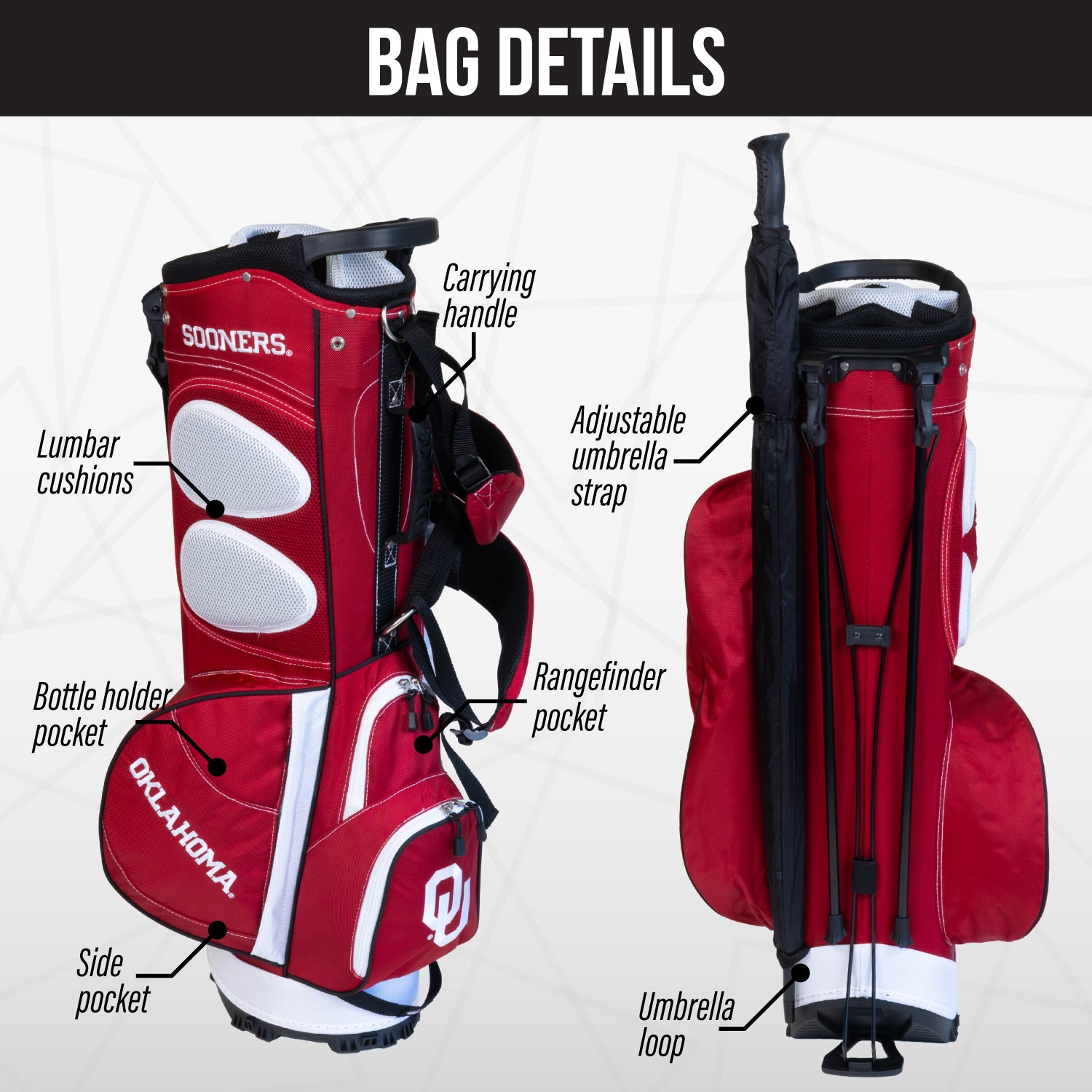 Oklahoma Sooners Fairway Stand Bag