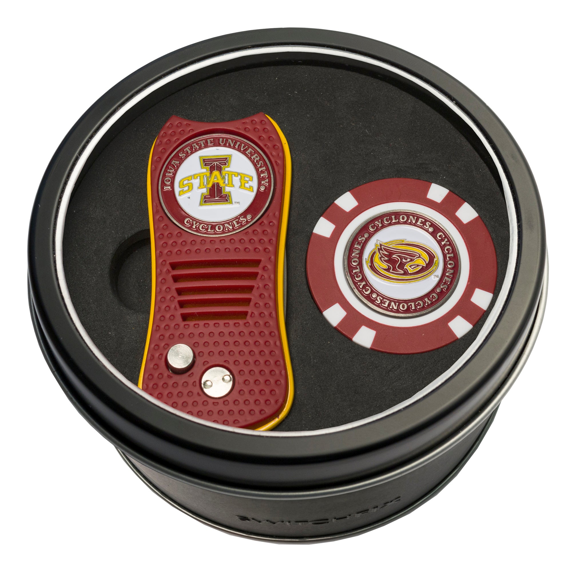 Iowa State Cyclones Switchblade Divot Tool + Golf Chip Tin Gift Set