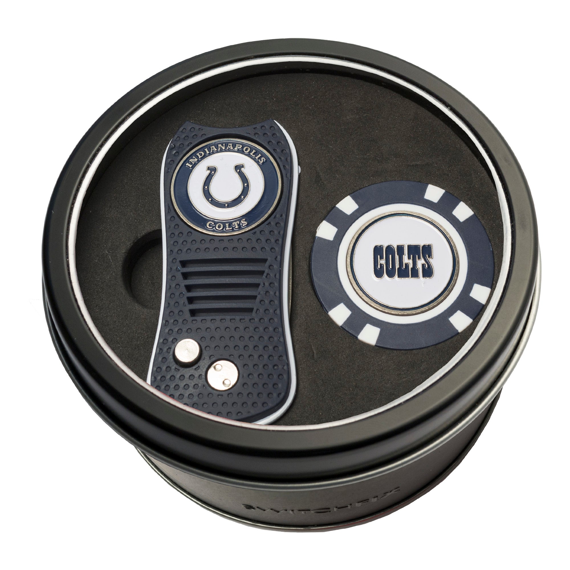 Indianapolis Colts Switchblade Divot Tool + Golf Chip Tin Gift Set