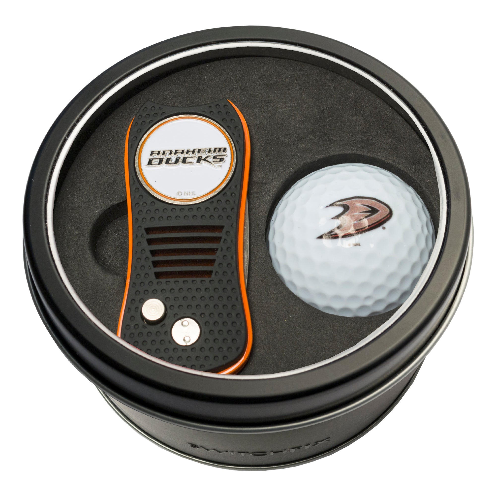 Anaheim Ducks Switchblade Divot Tool + Golf Ball Tin Gift Set
