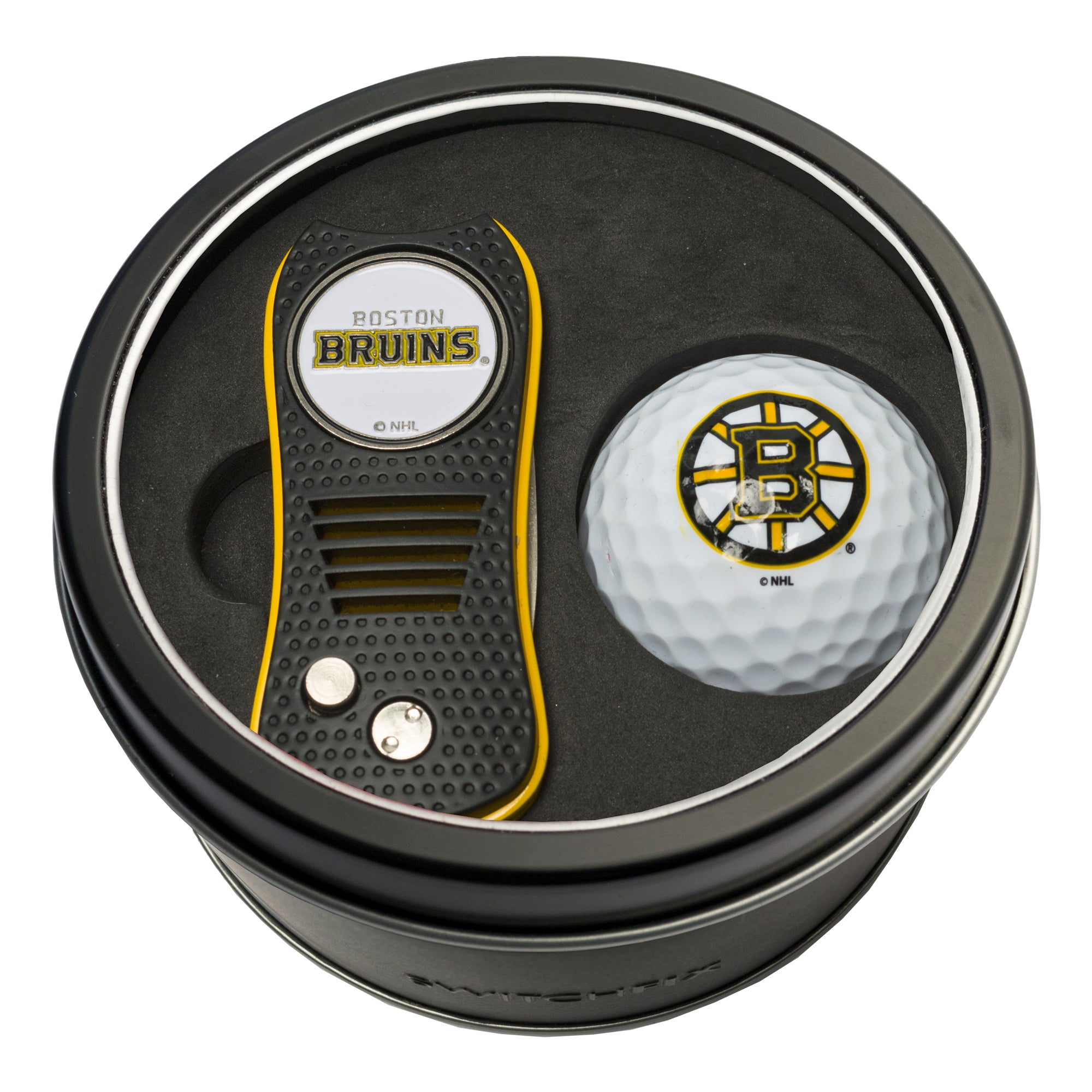 Boston Bruins Switchblade Divot Tool + Golf Ball Tin Gift Set