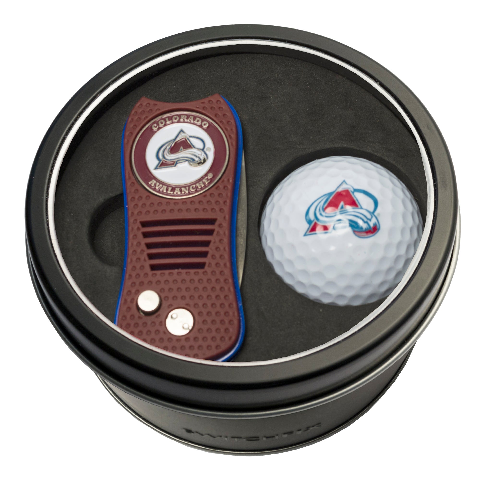 Colorado Avalanche Switchblade Divot Tool + Golf Ball Tin Gift Set