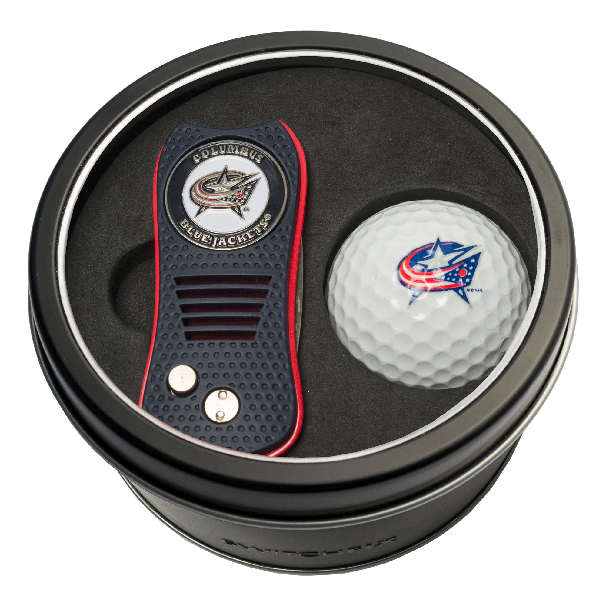 Columbus Blue Jackets Switchblade Divot Tool + Golf Ball Tin Gift Set