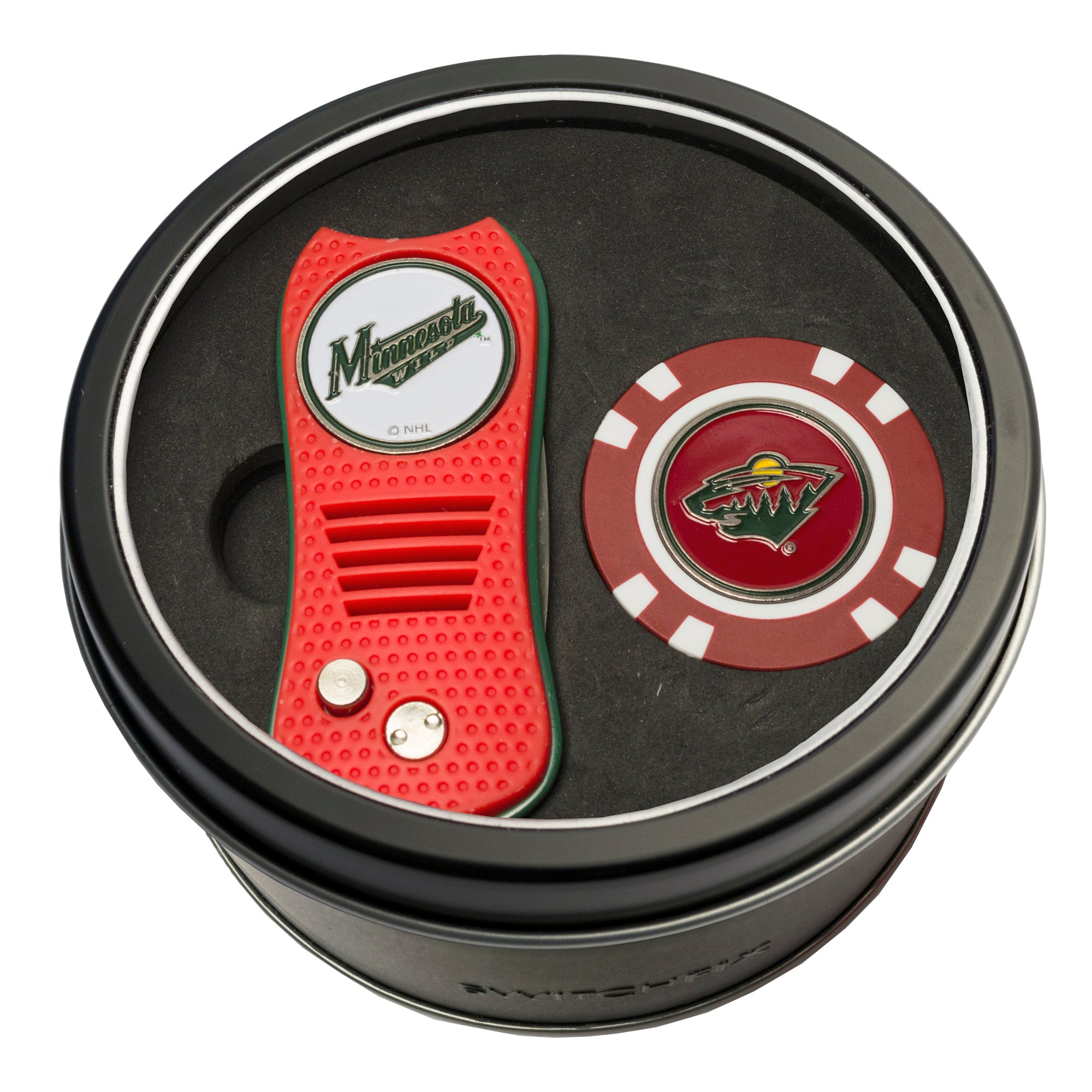 Minnesota Wild Switchblade Divot Tool + Golf Chip Tin Gift Set