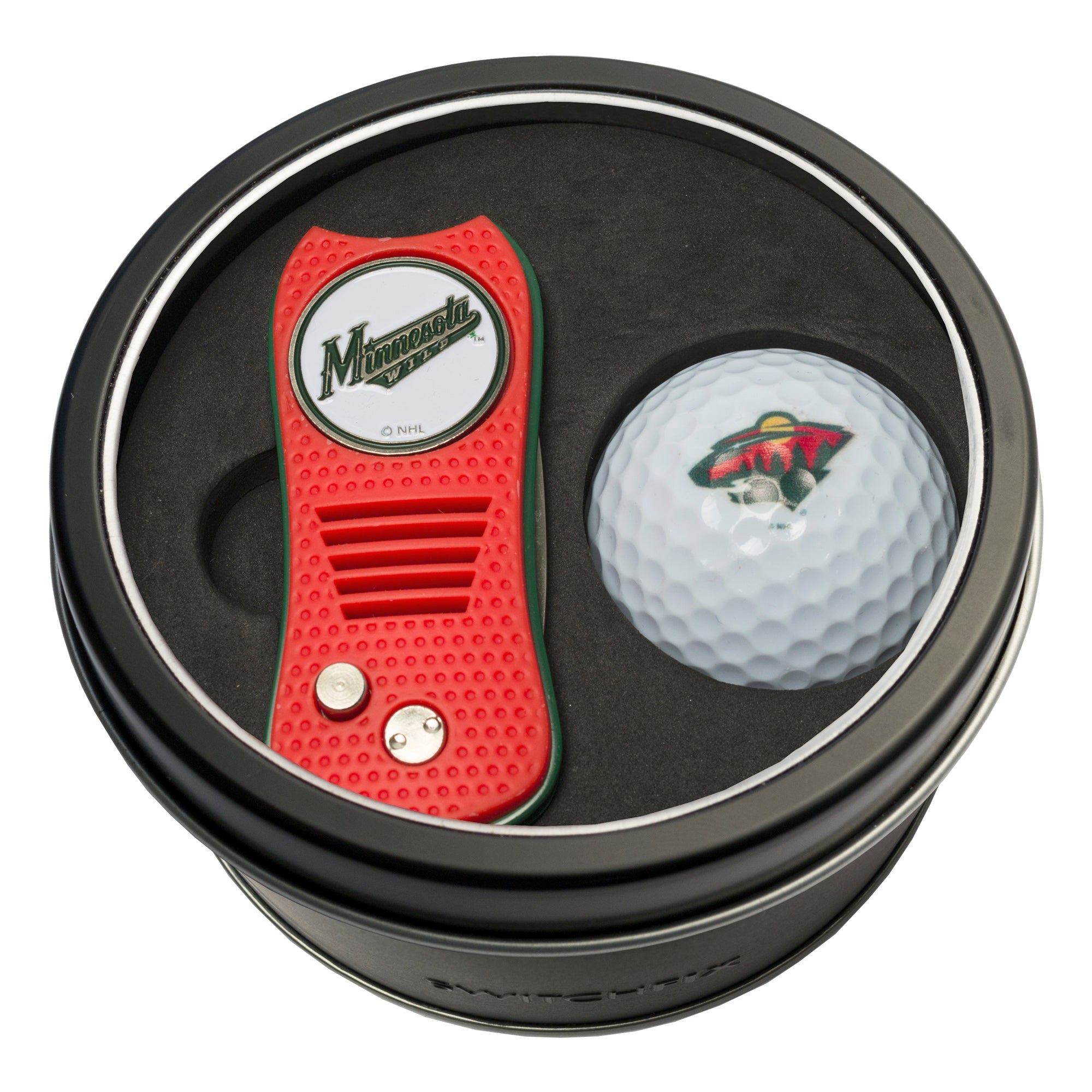 Minnesota Wild Switchblade Divot Tool + Golf Ball Tin Gift Set