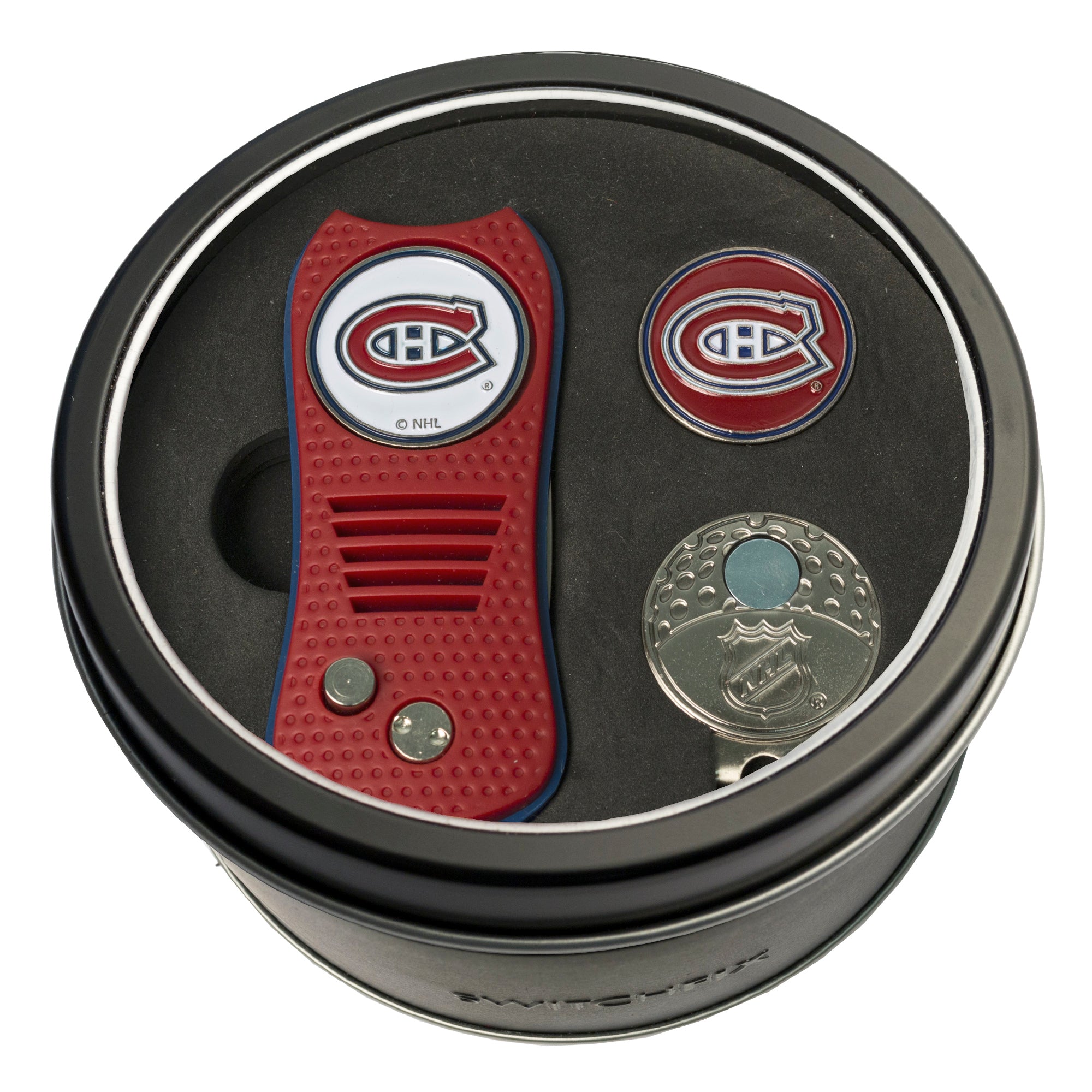 Montreal Canadiens Switchblade Divot Tool + Cap Clip + Ball Marker Tin Gift Set