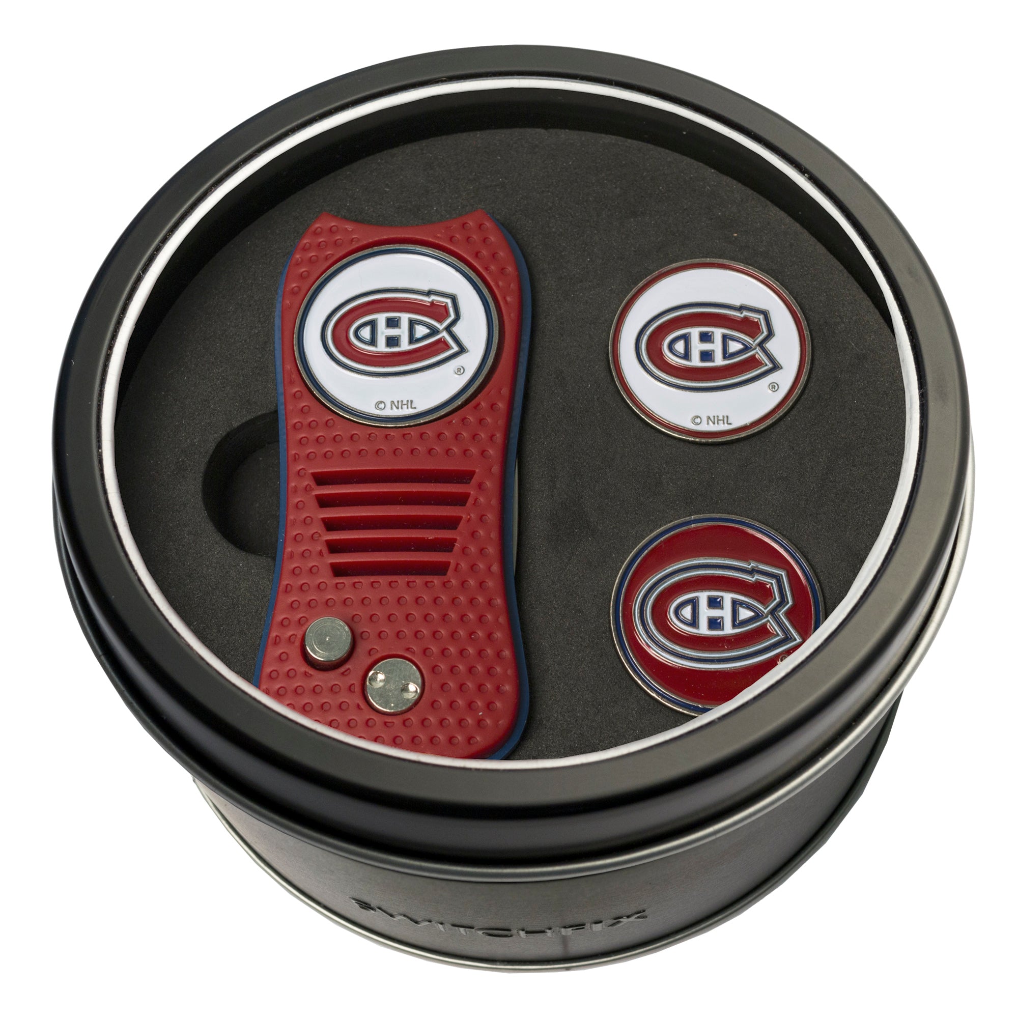 Montreal Canadiens Switchblade Divot Tool + 2 Ball Marker Tin Gift Set