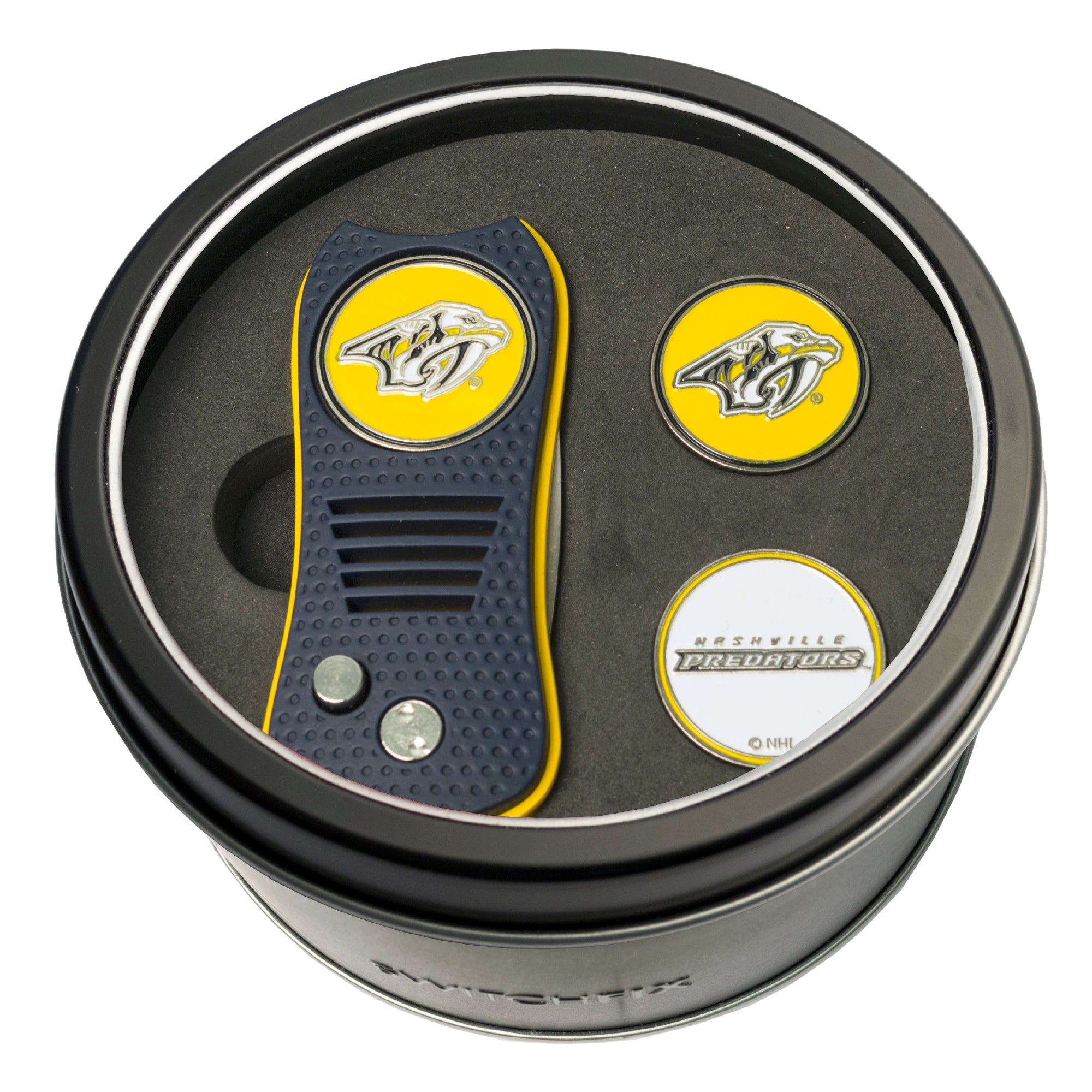 Nashville Predators Switchblade Divot Tool + 2 Ball Marker Tin Gift Set