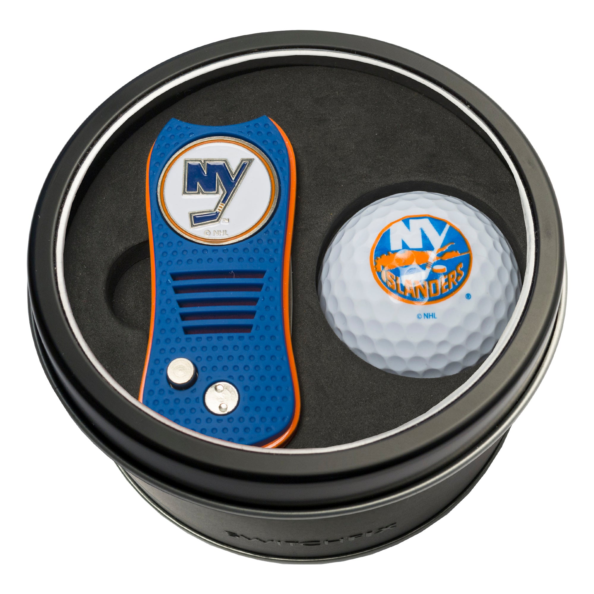 New York Islanders Switchblade Divot Tool + Golf Ball Tin Gift Set