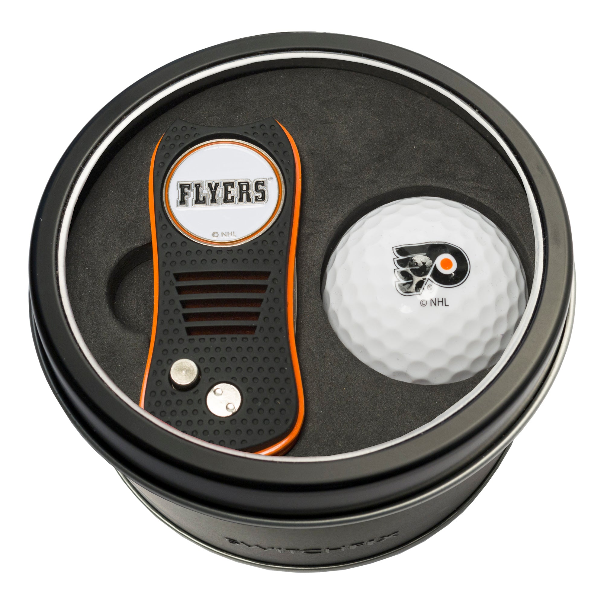 Philadelphia Flyers Switchblade Divot Tool + Golf Ball Tin Gift Set