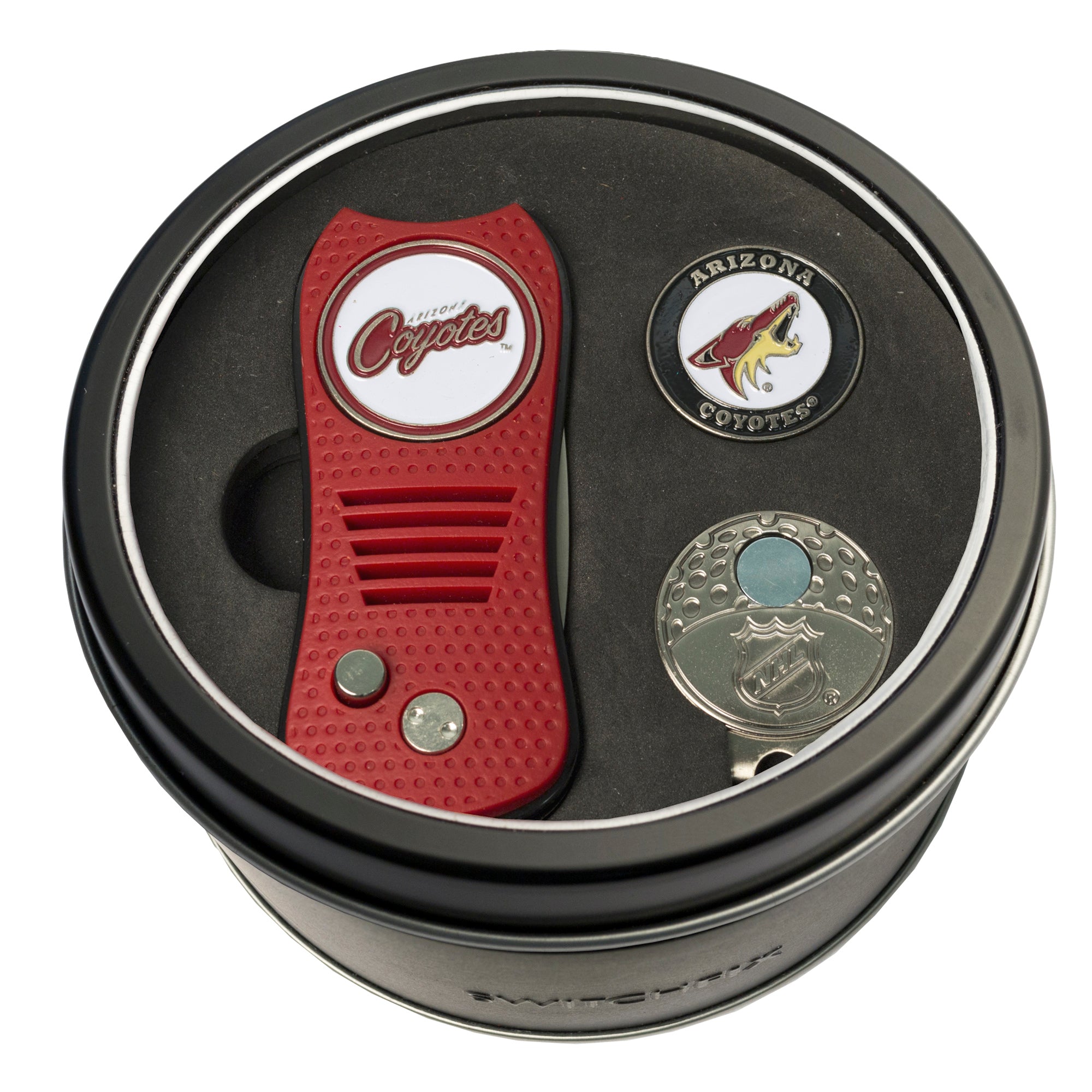 Arizona Coyotes Switchblade Divot Tool + Cap Clip + Ball Marker Tin Gift Set