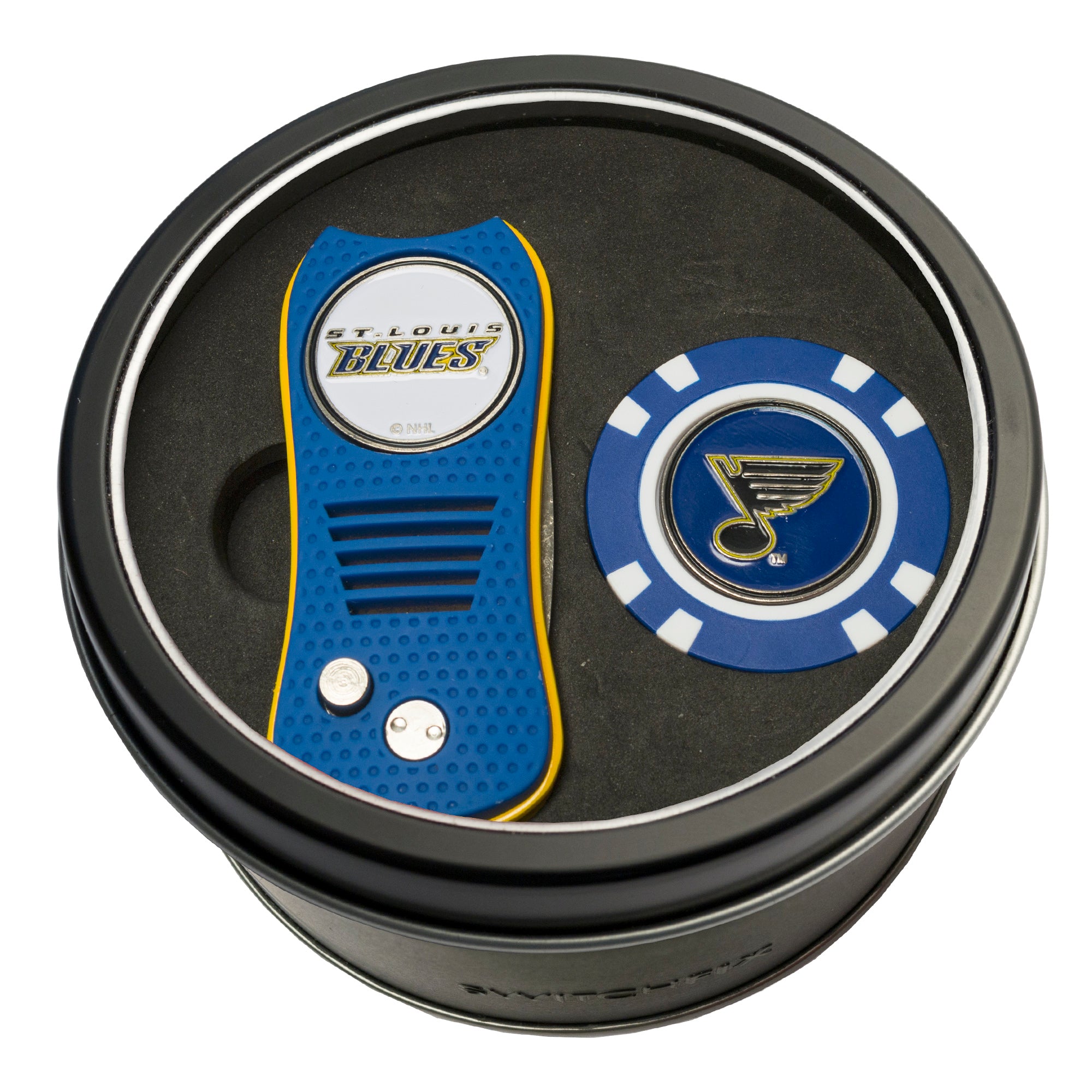St. Louis Blues Switchblade Divot Tool + Golf Chip Tin Gift Set