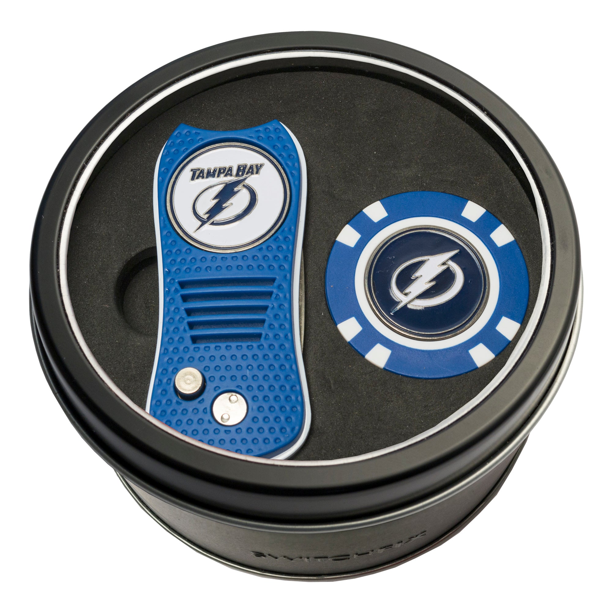 Tampa Bay Lightning Switchblade Divot Tool + Golf Chip Tin Gift Set
