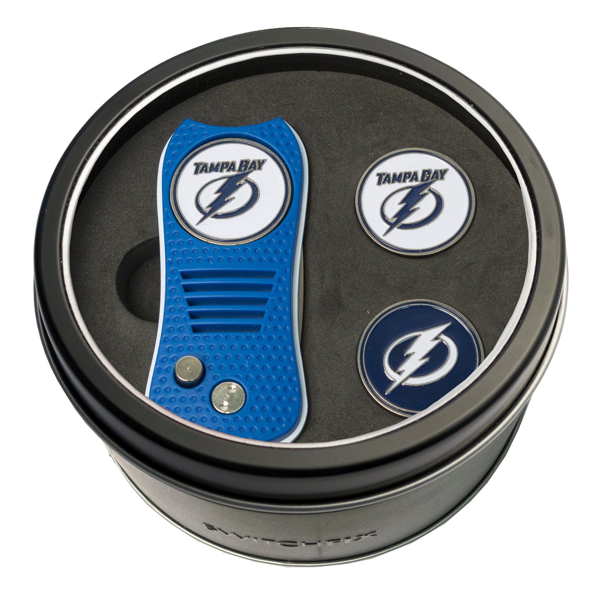 Tampa Bay Lightning Switchblade Divot Tool + 2 Ball Marker Tin Gift Set