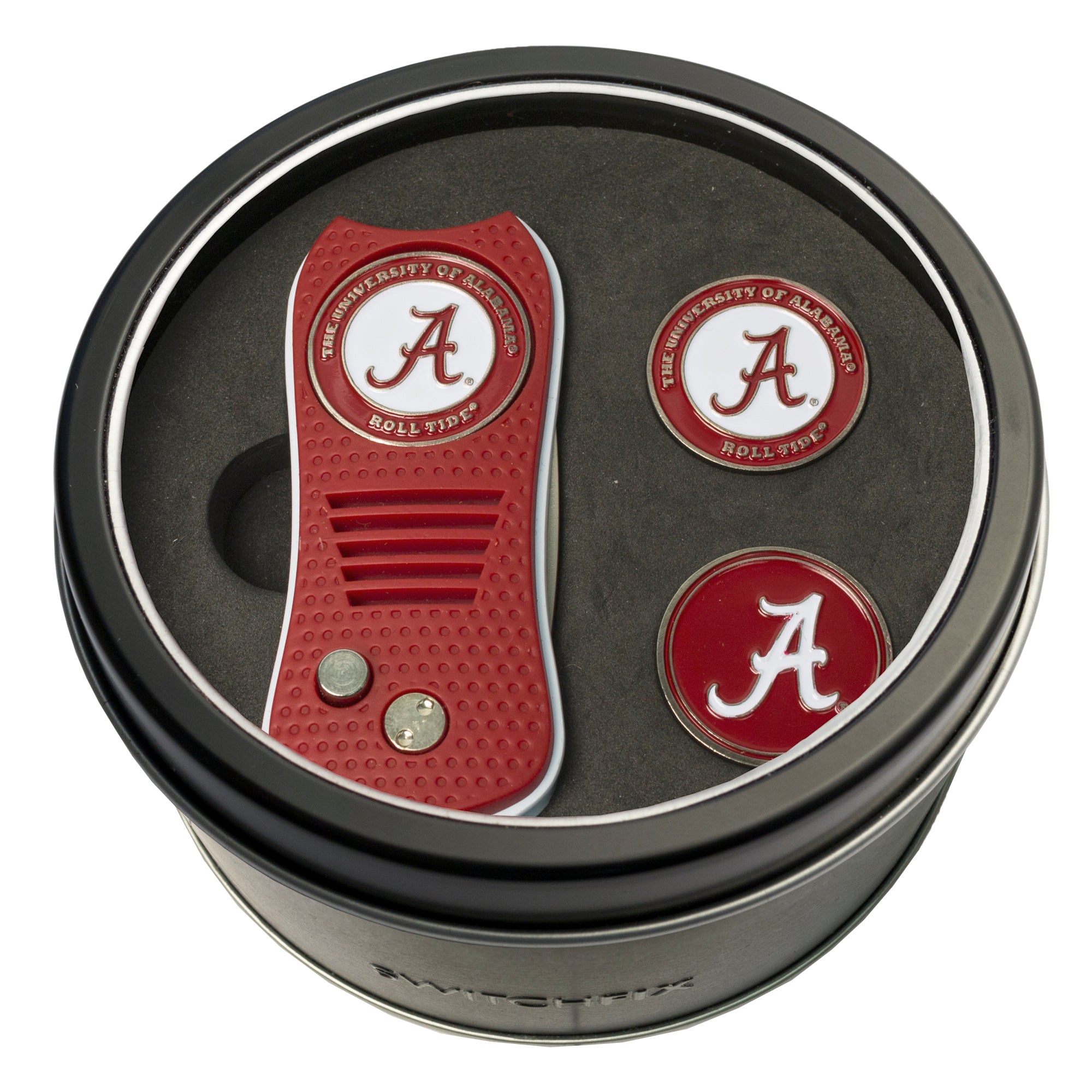 Alabama Crimson Tide Switchblade Divot Tool + 2 Ball Marker Tin Gift Set