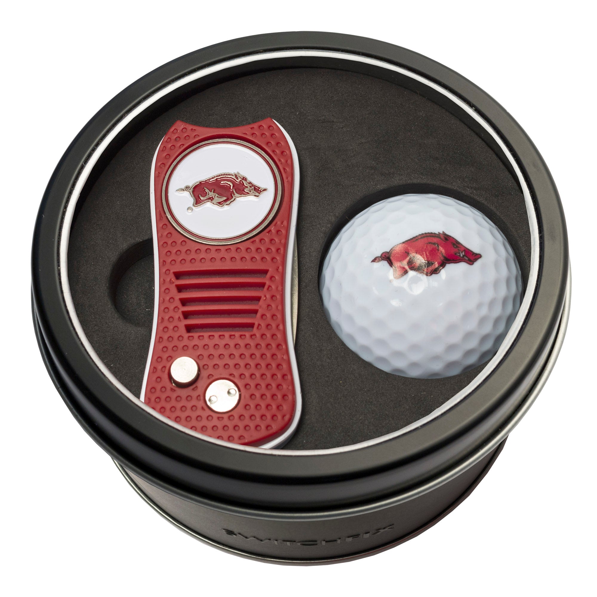 Arkansas Razorbacks Switchblade Divot Tool + Golf Ball Tin Gift Set