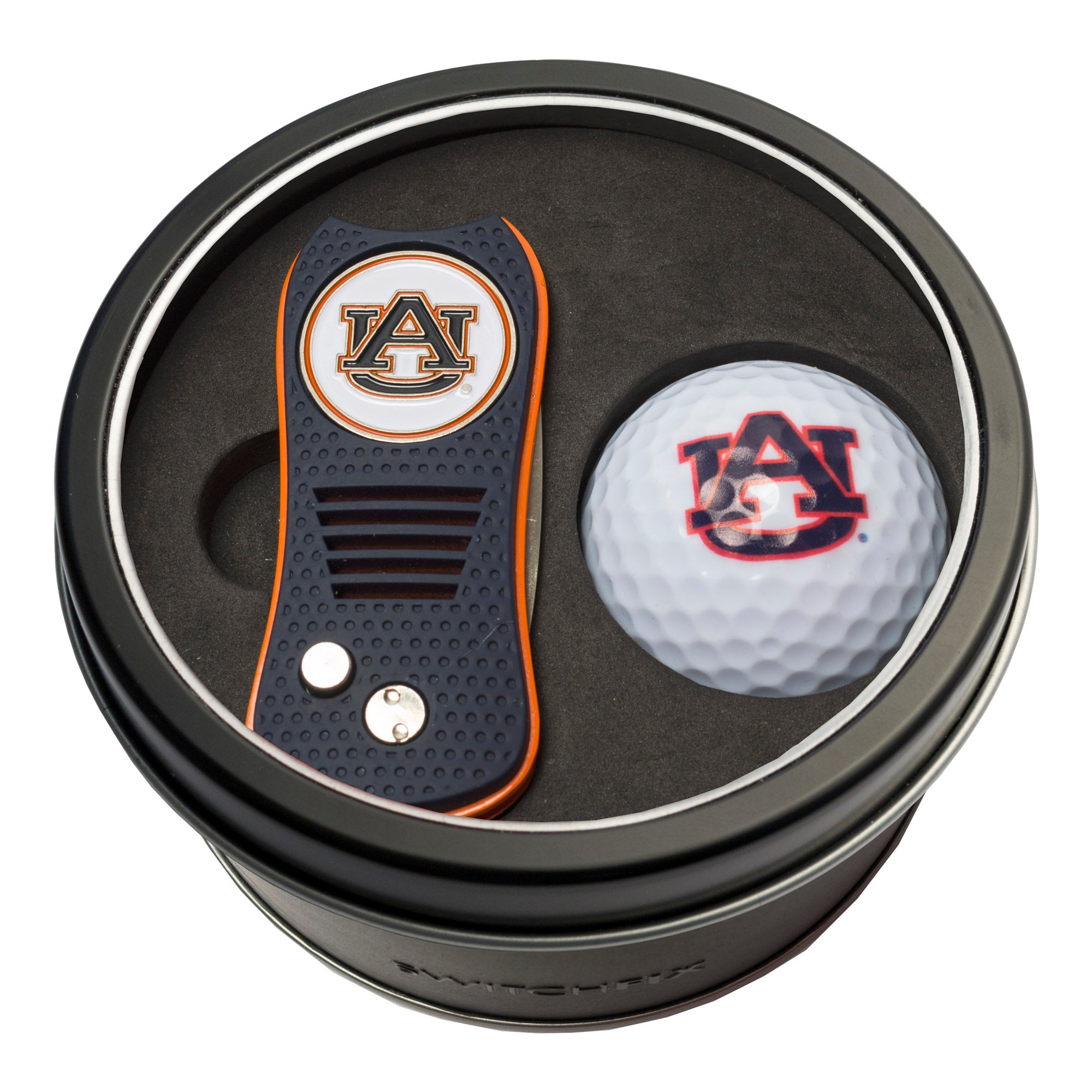 Auburn Tigers Switchblade Divot Tool + Golf Ball Tin Gift Set
