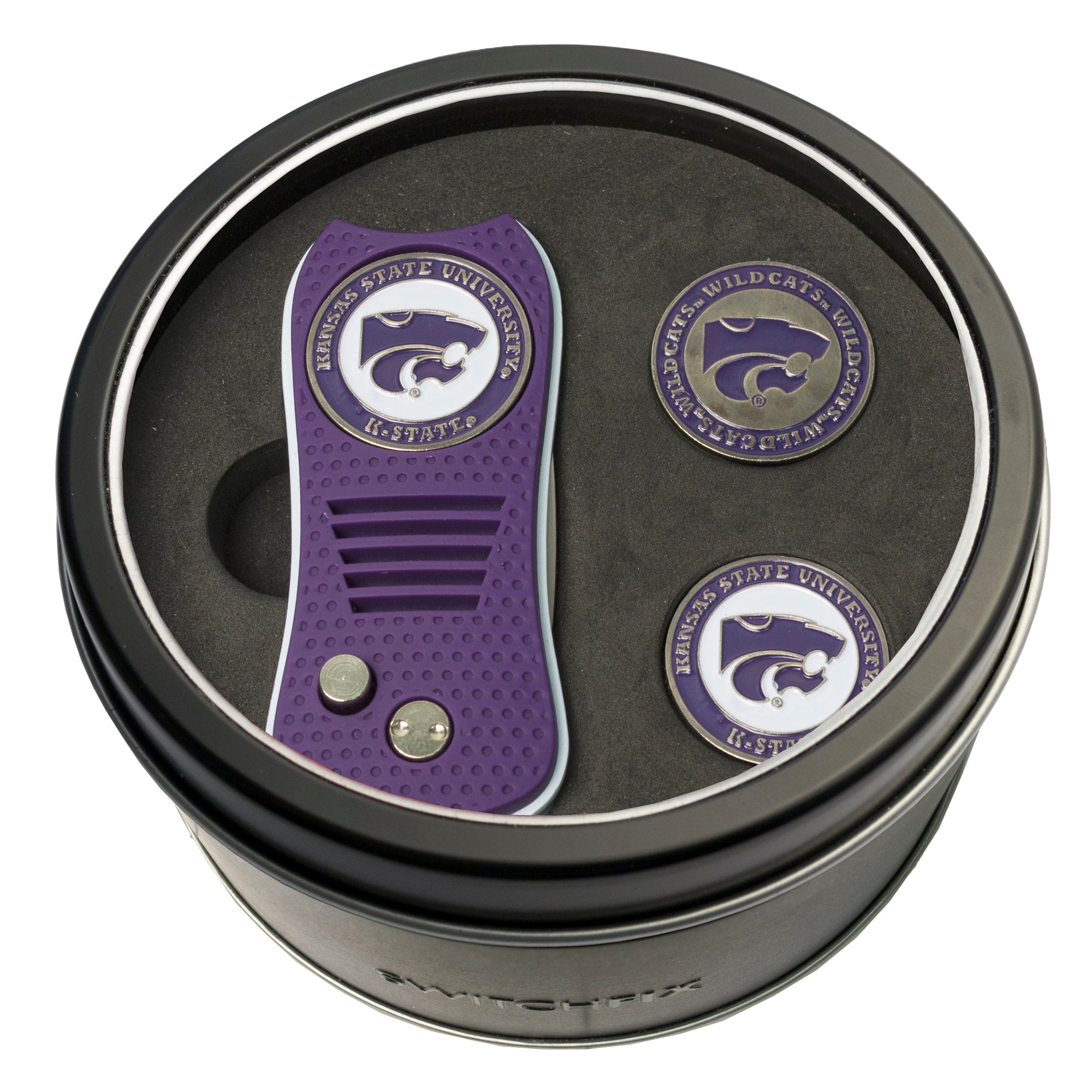 Kansas State Wildcats Switchblade Divot Tool + 2 Ball Marker Tin Gift Set