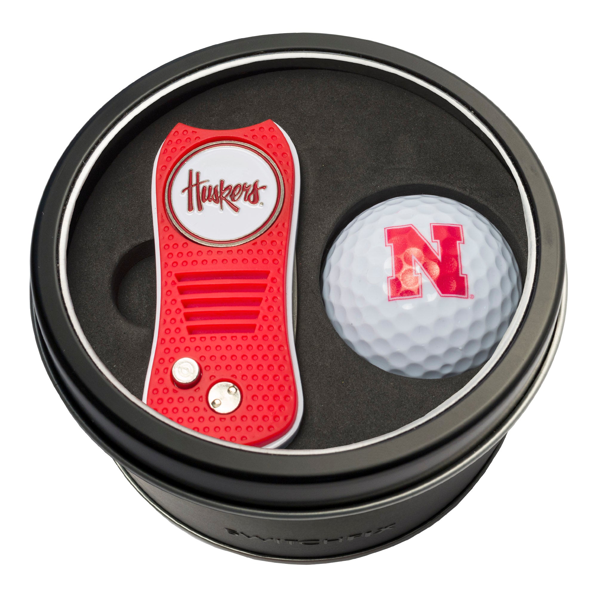 Nebraska Cornhuskers Switchblade Divot Tool + Golf Ball Tin Gift Set