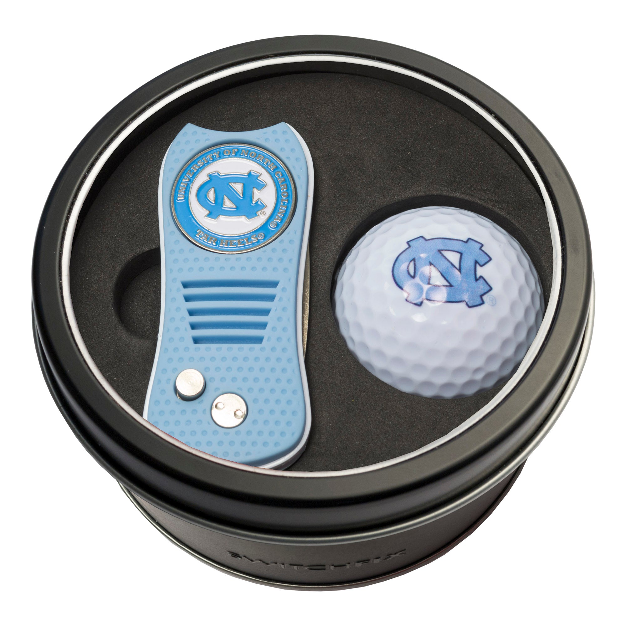 North Carolina Tar Heels Switchblade Divot Tool + Golf Ball Tin Gift Set