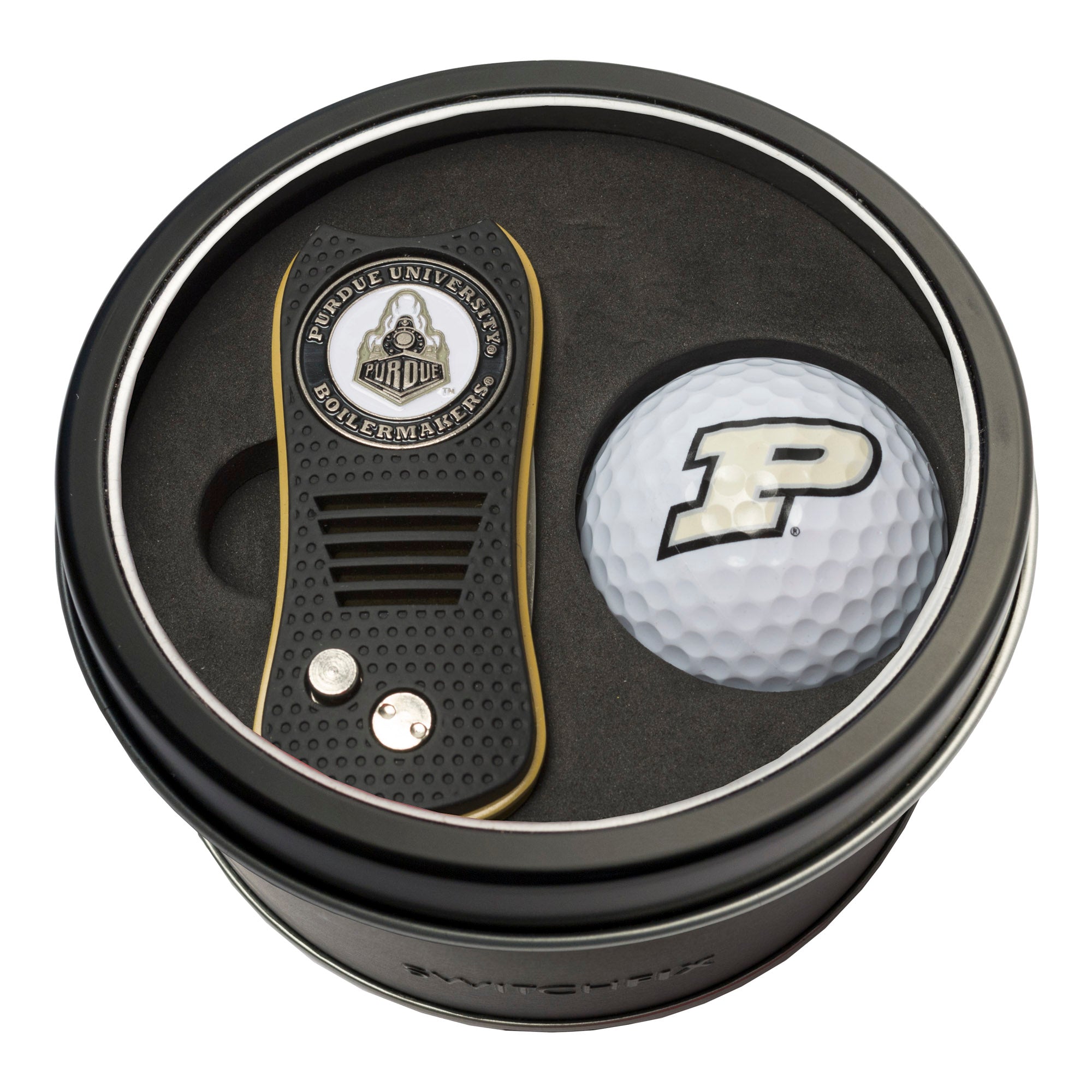 Purdue Boilermakers Switchblade Divot Tool + Golf Ball Tin Gift Set