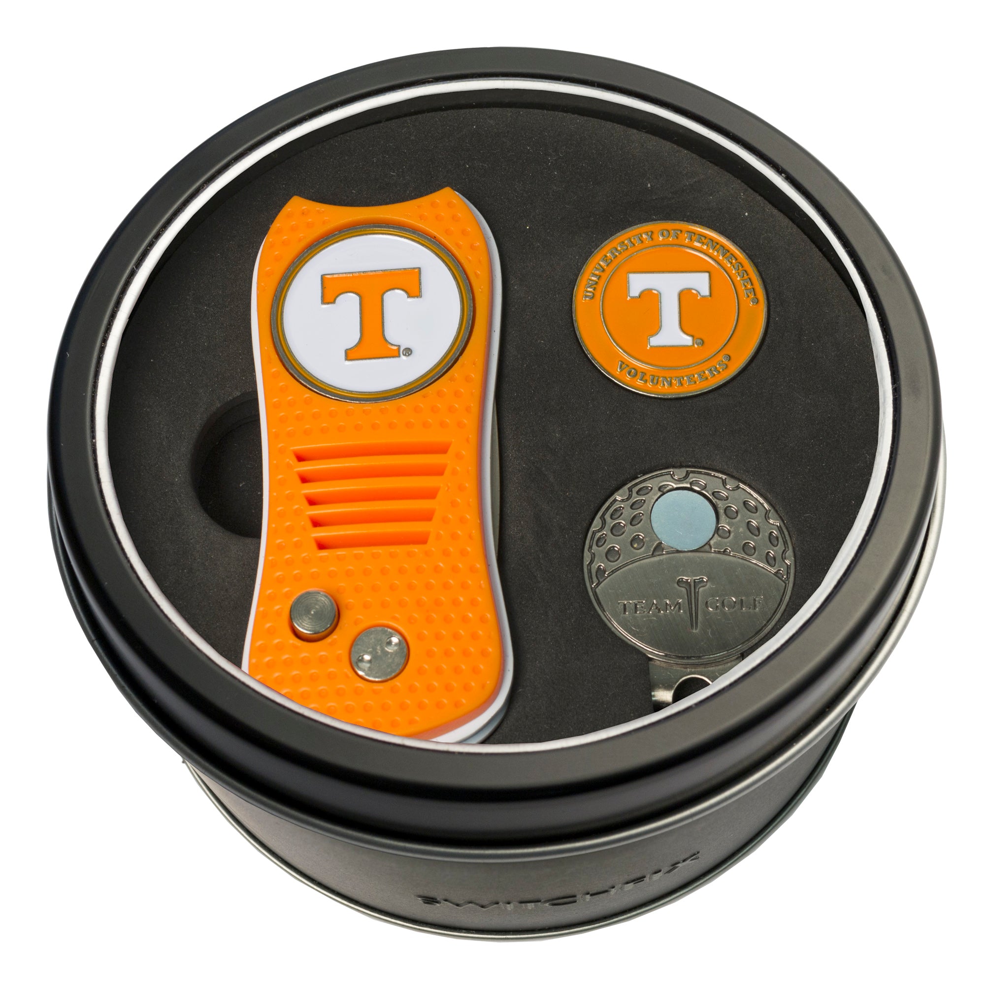 Tennessee Volunteers Switchblade Divot Tool + Cap Clip + Ball Marker Tin Gift Set