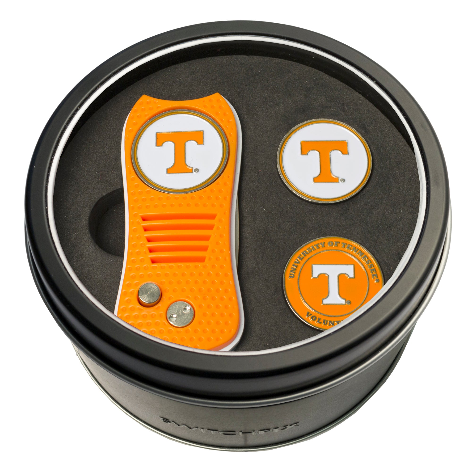 Tennessee Volunteers Switchblade Divot Tool + 2 Ball Marker Tin Gift Set