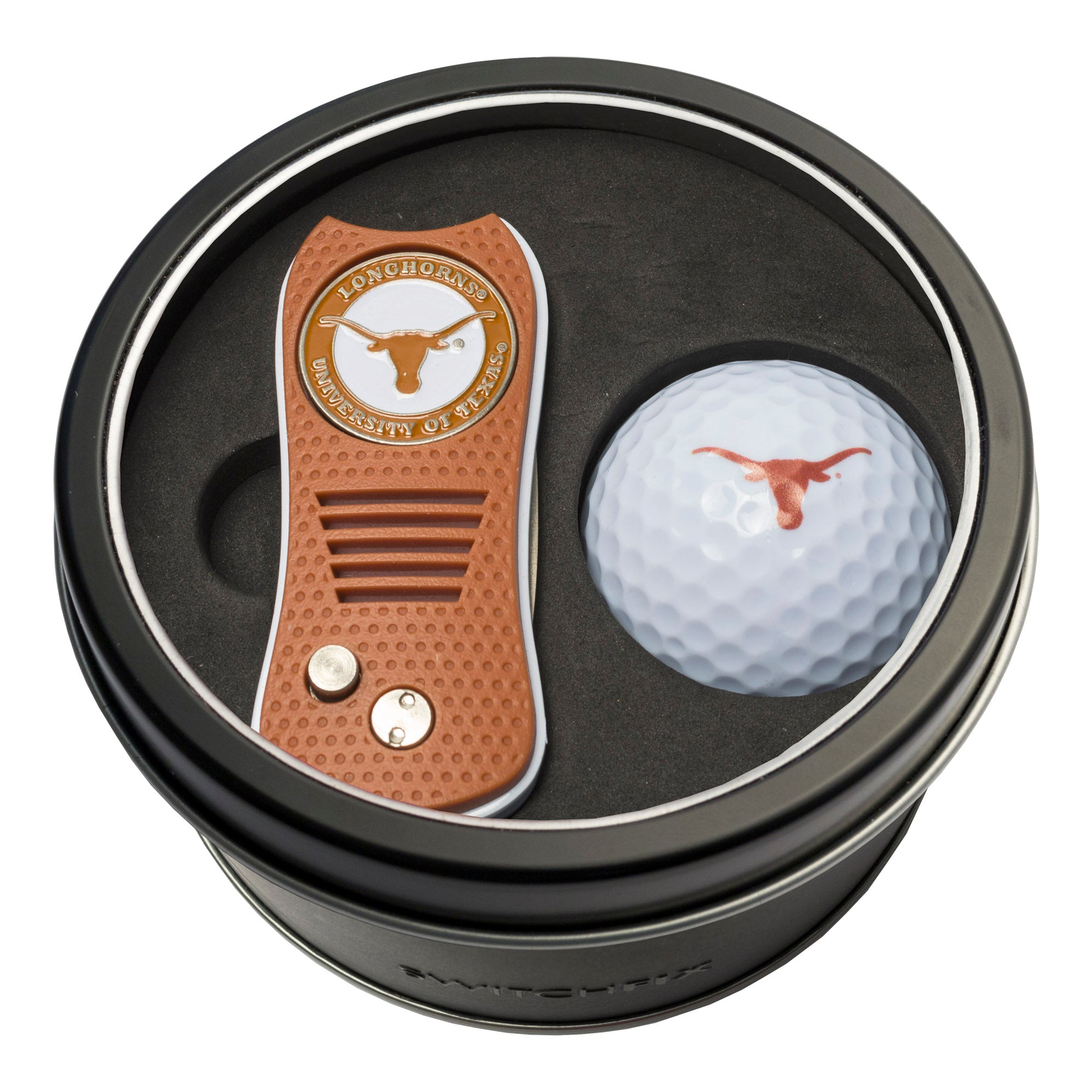 Texas Longhorns Switchblade Divot Tool + Golf Ball Tin Gift Set