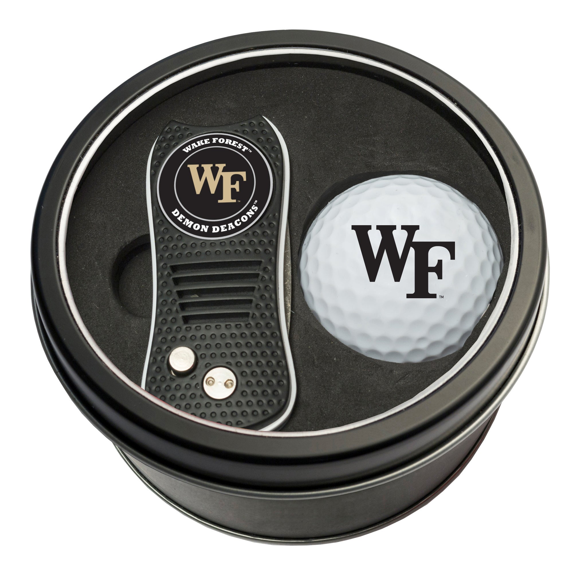 Wake Forest Demon Deacons Switchblade Divot Tool + Golf Ball Tin Gift Set
