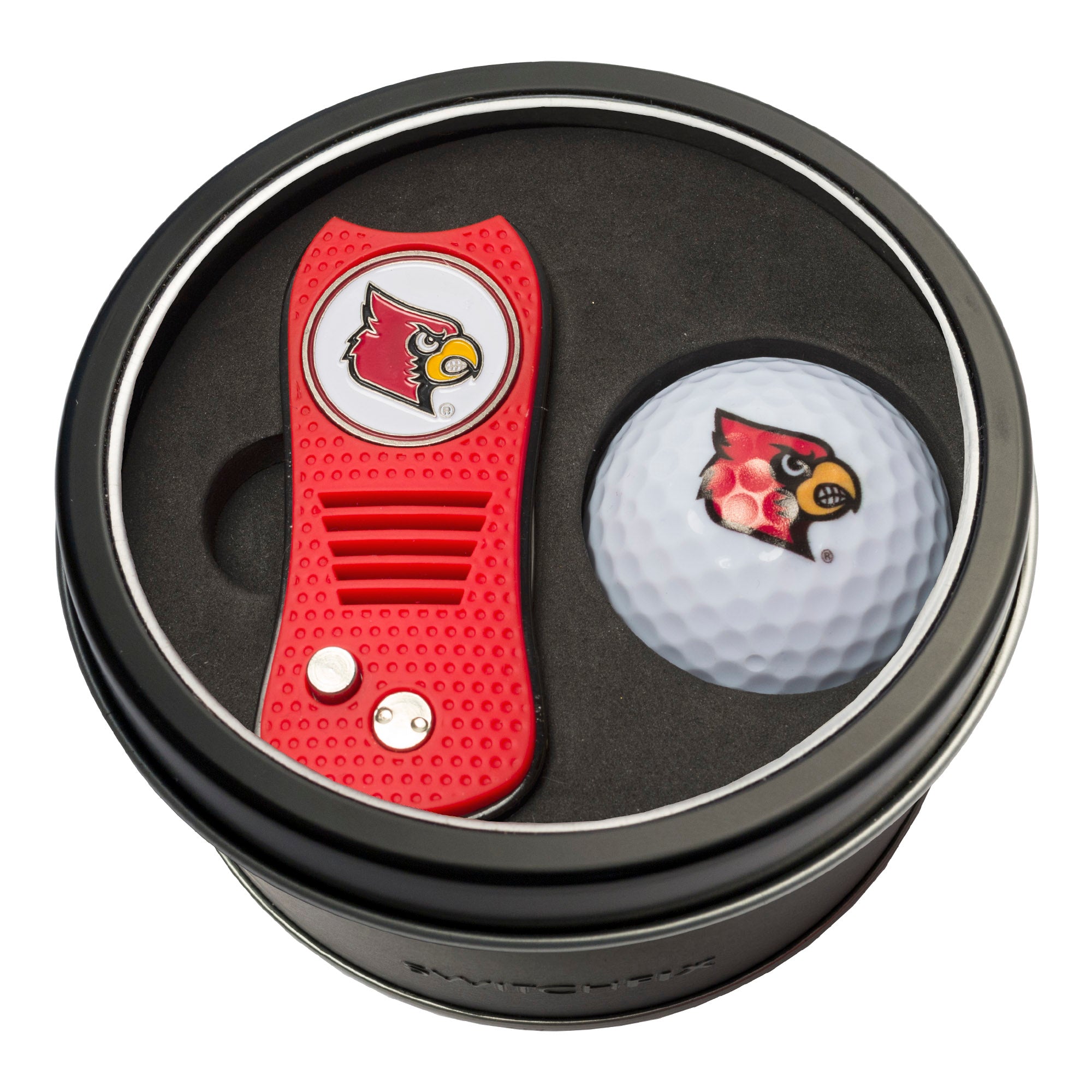 Louisville Cardinals Switchblade Divot Tool + Golf Ball Tin Gift Set