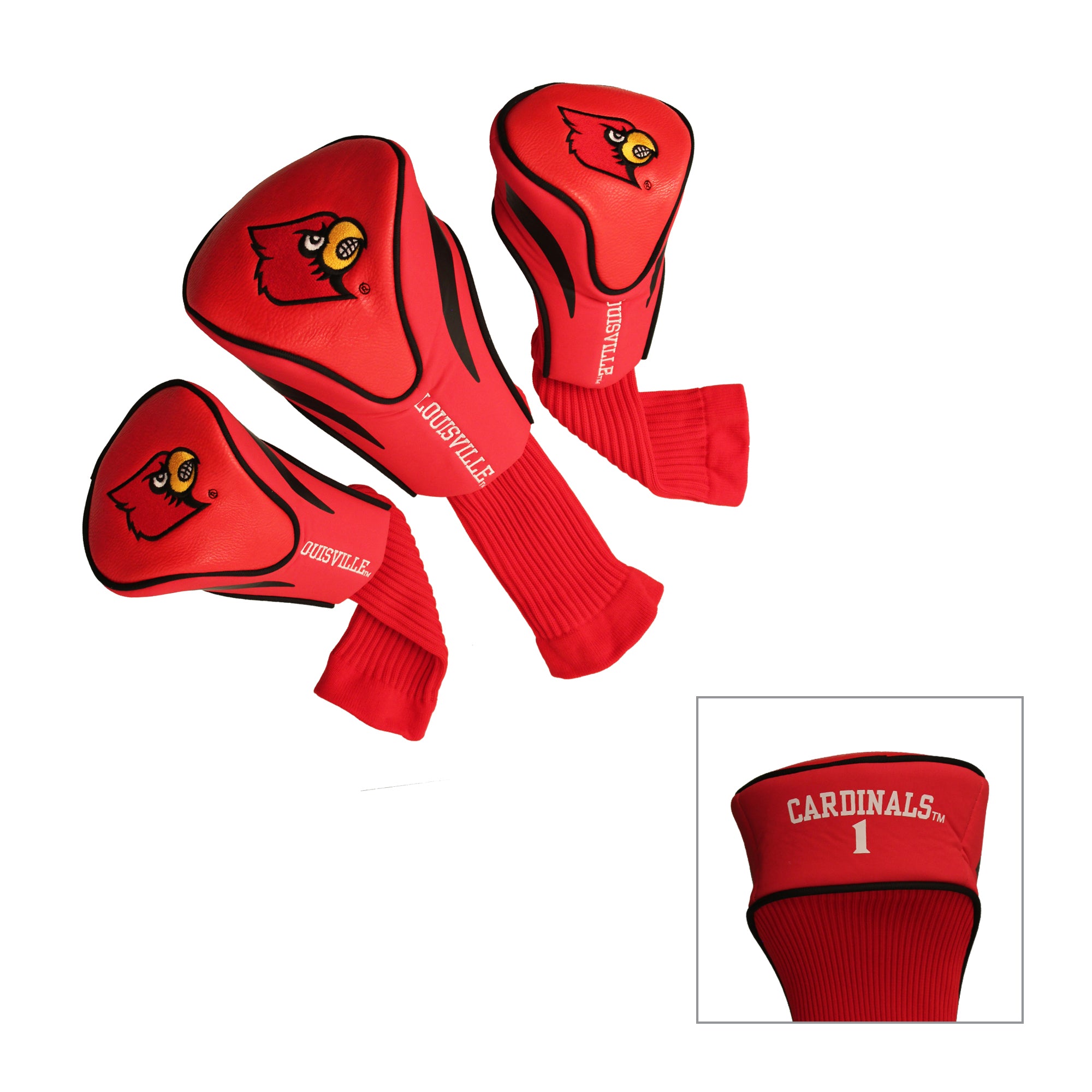 Louisville Cardinals 3 Pack Contour Head Covers