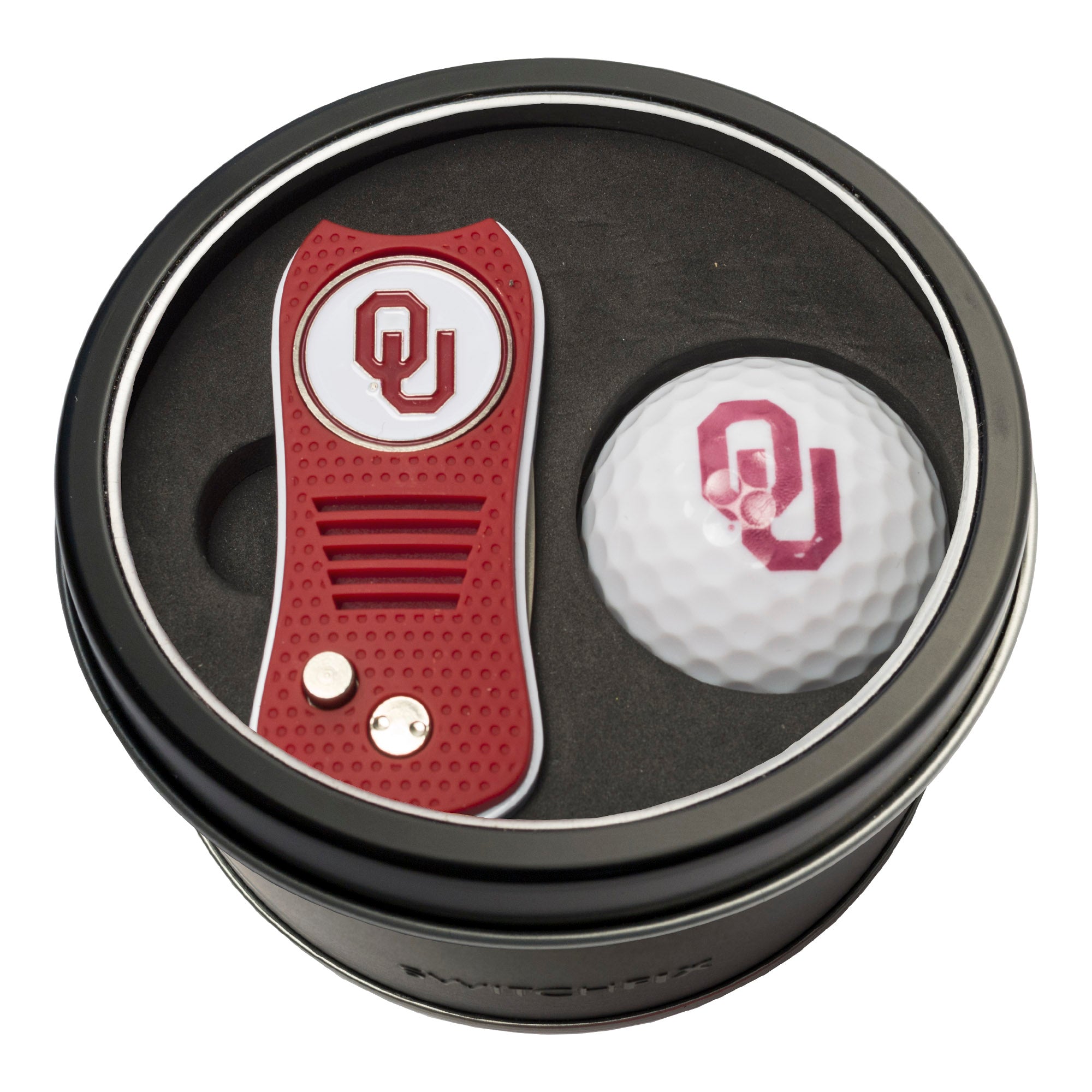 Oklahoma Sooners Switchblade Divot Tool + Golf Ball Tin Gift Set