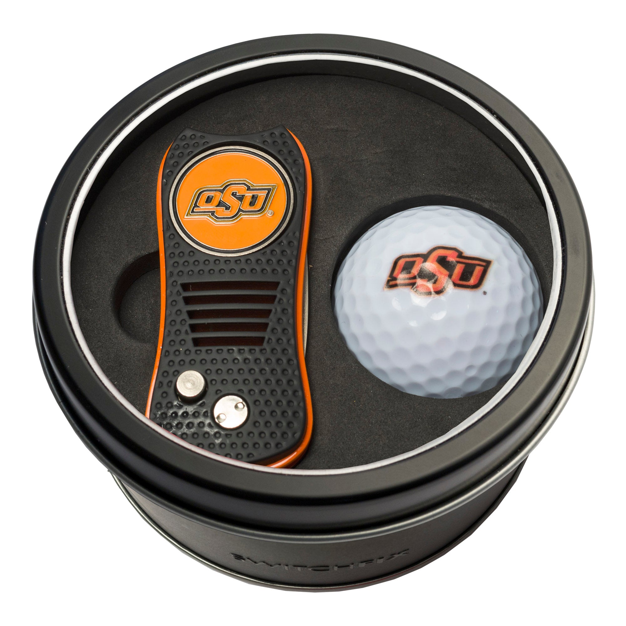 Oklahoma State Cowboys Switchblade Divot Tool + Golf Ball Tin Gift Set