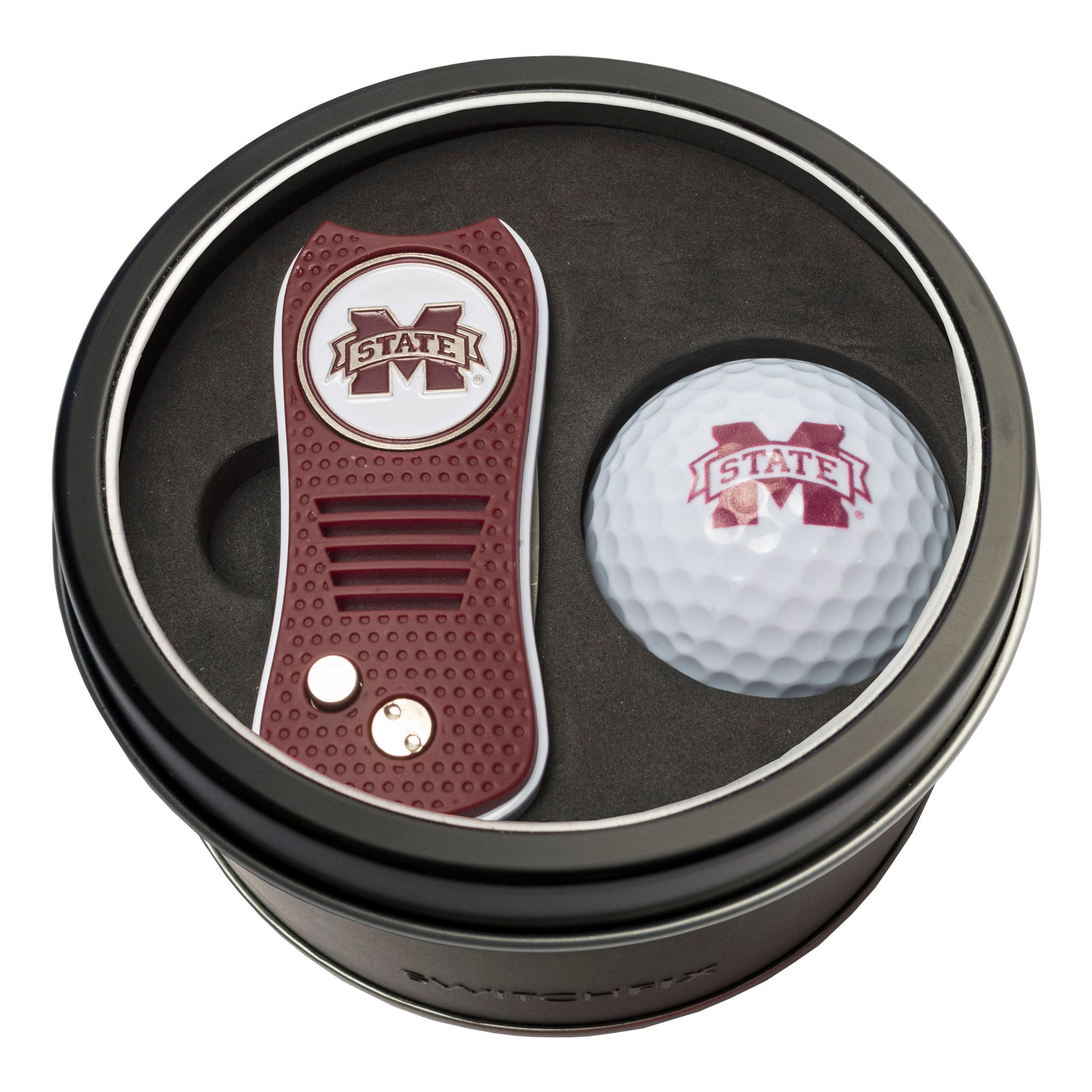 Mississippi State Bulldogs Switchblade Divot Tool + Golf Ball Tin Gift Set