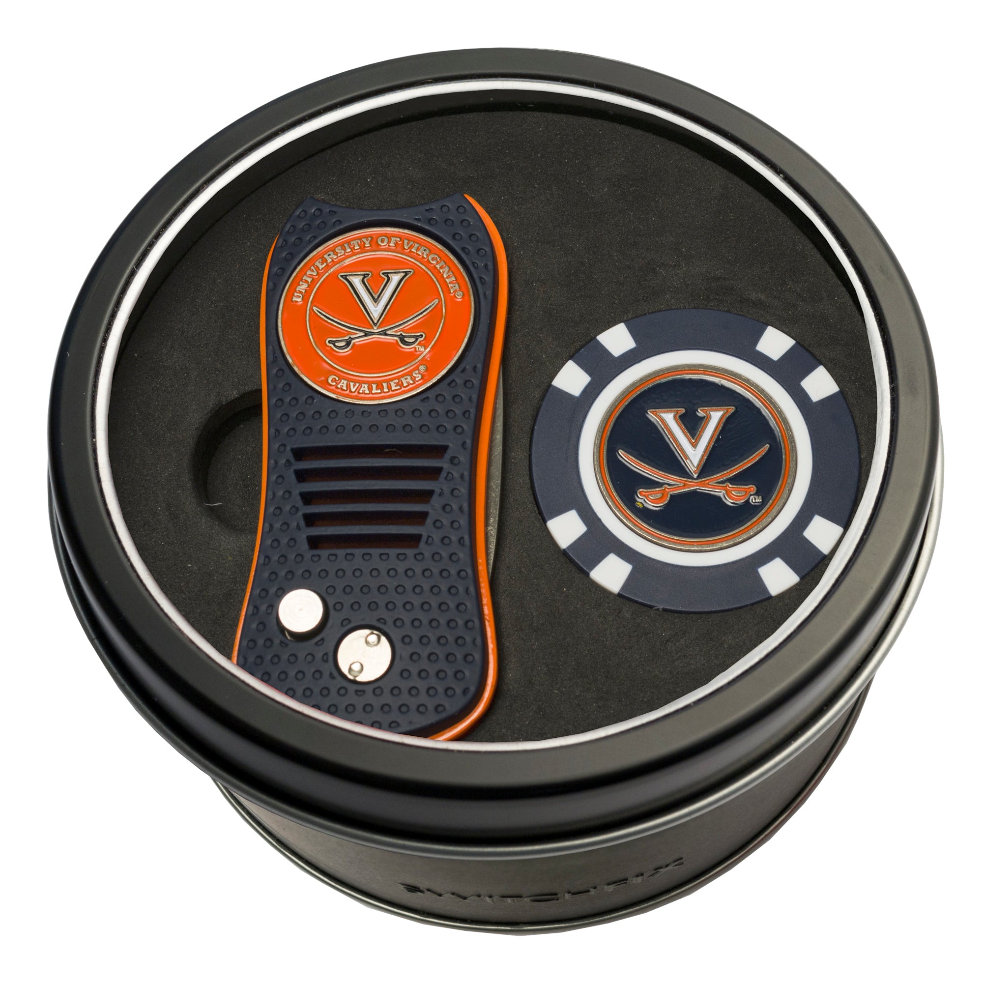 Virginia Cavaliers Switchblade Divot Tool + Golf Chip Tin Gift Set