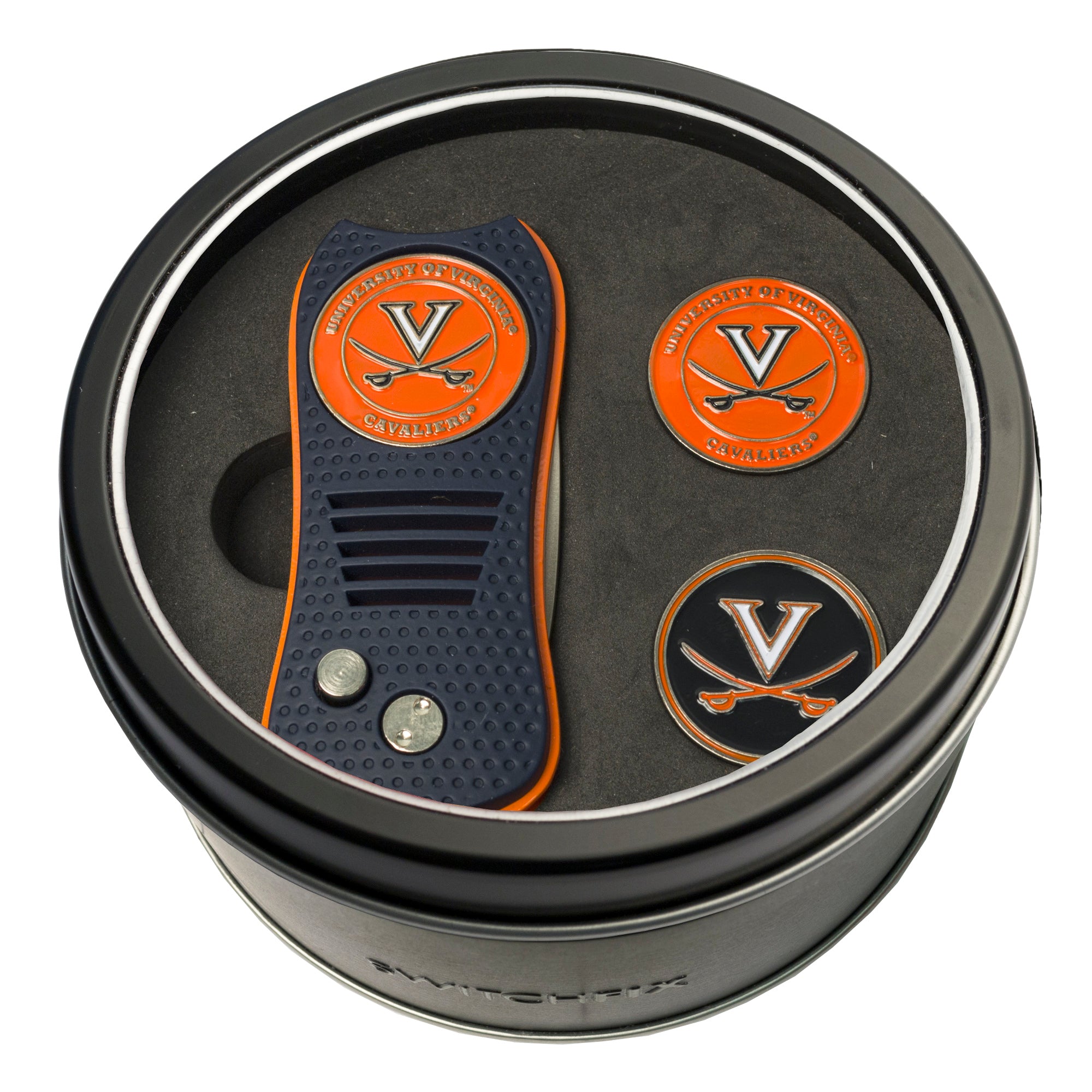 Virginia Cavaliers Switchblade Divot Tool + 2 Ball Marker Tin Gift Set