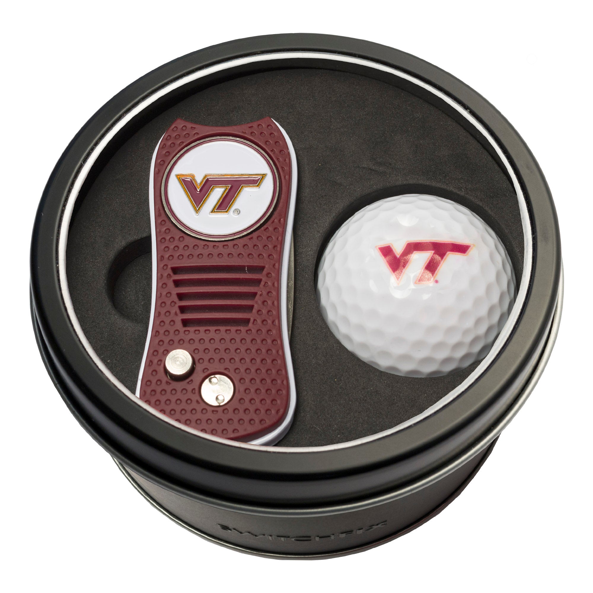 Virginia Tech Hokies Switchblade Divot Tool + Golf Ball Tin Gift Set