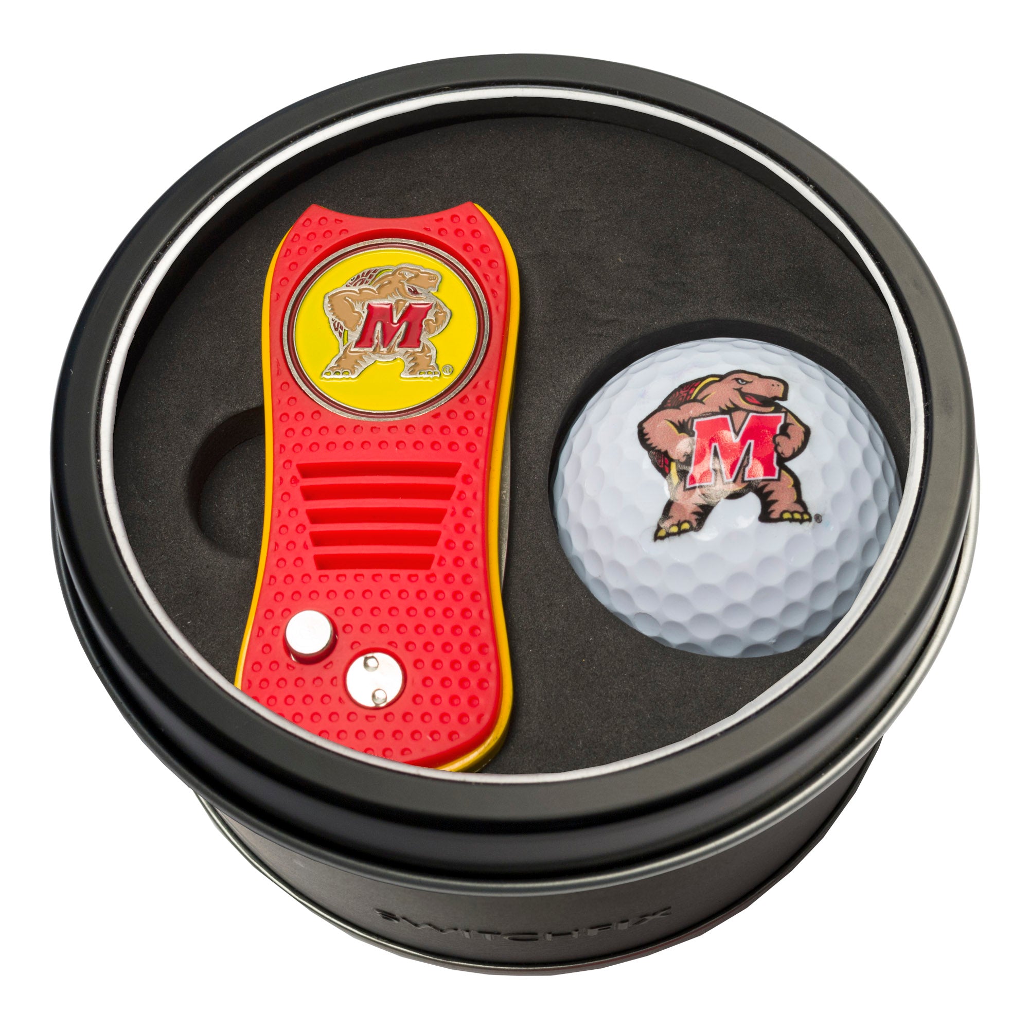 Maryland Terrapins Switchblade Divot Tool + Golf Ball Tin Gift Set