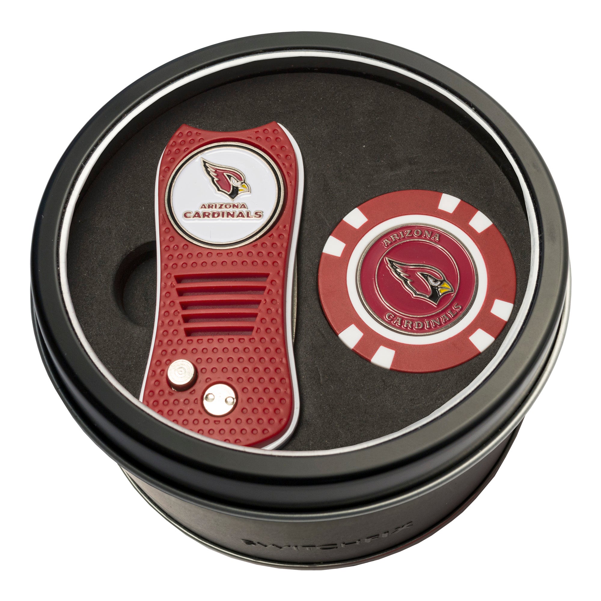 Arizona Cardinals Switchblade Divot Tool + Golf Chip Tin Gift Set