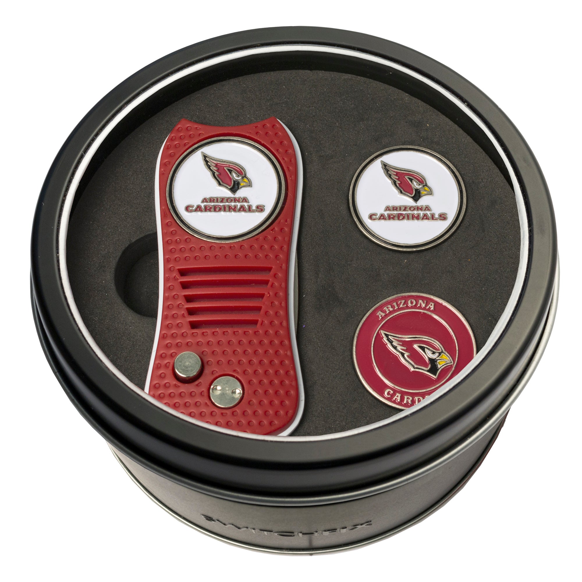 Arizona Cardinals Switchblade Divot Tool + 2 Ball Marker Tin Gift Set