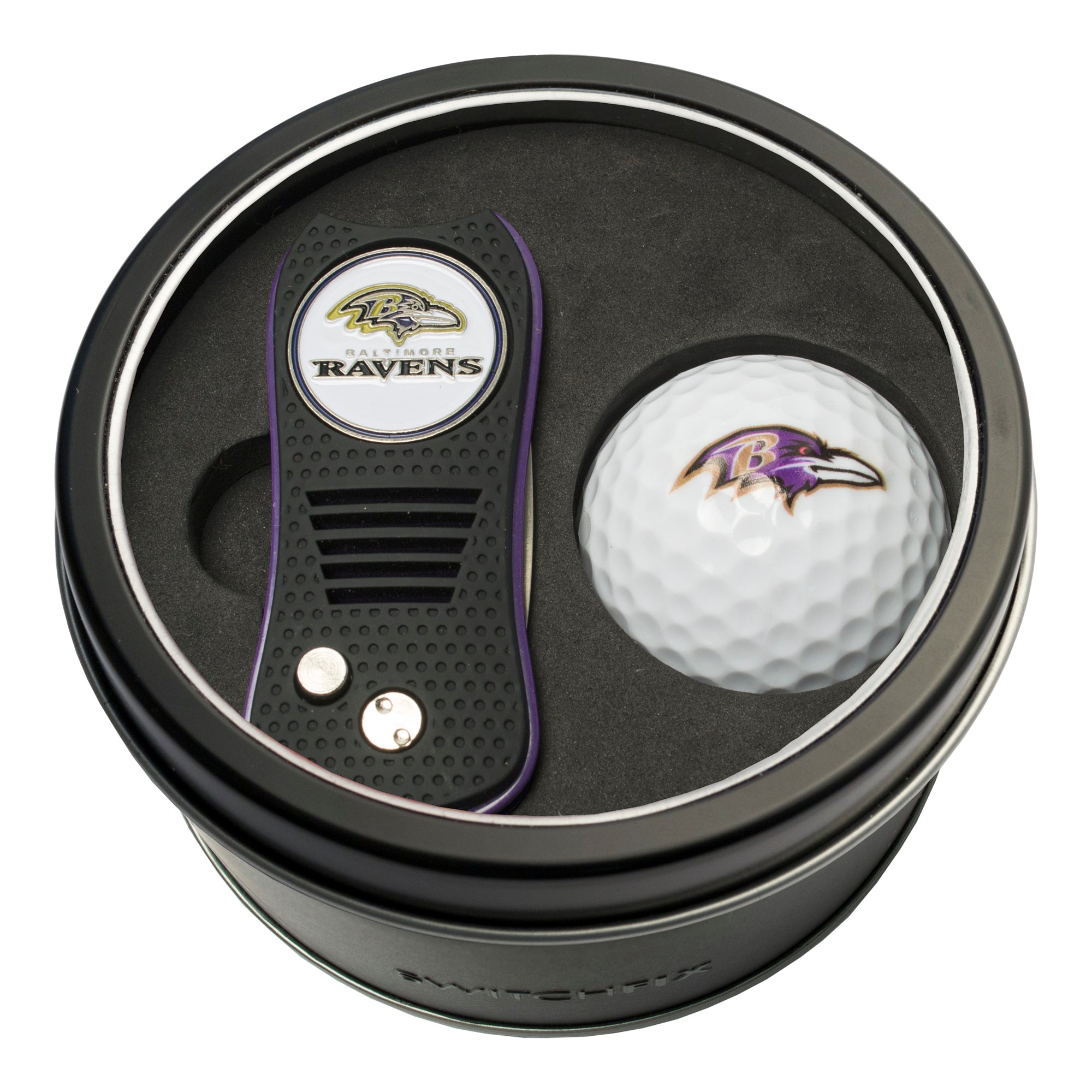 Baltimore Ravens Switchblade Divot Tool + Golf Ball Tin Gift Set