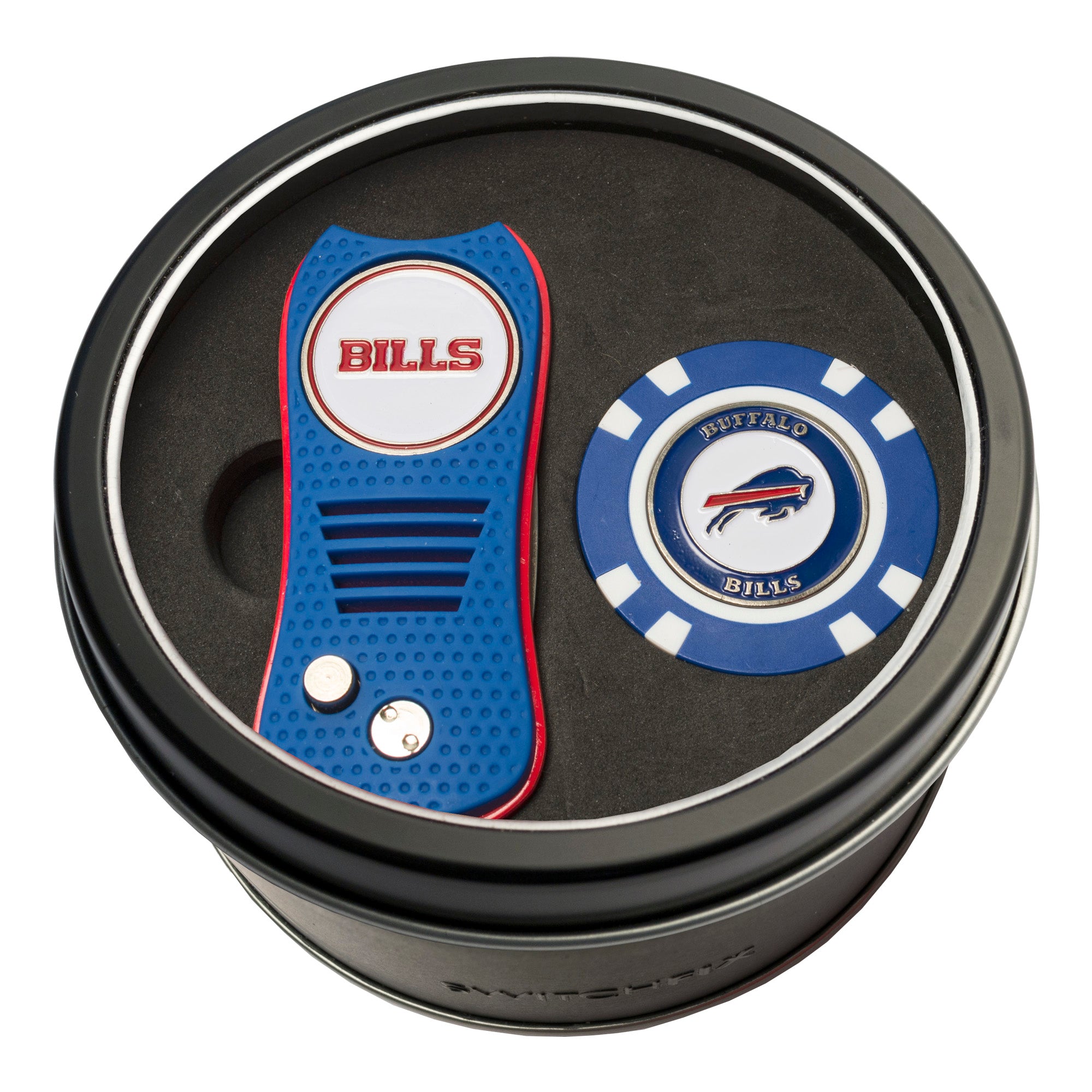 Buffalo Bills Switchblade Divot Tool + Golf Chip Tin Gift Set