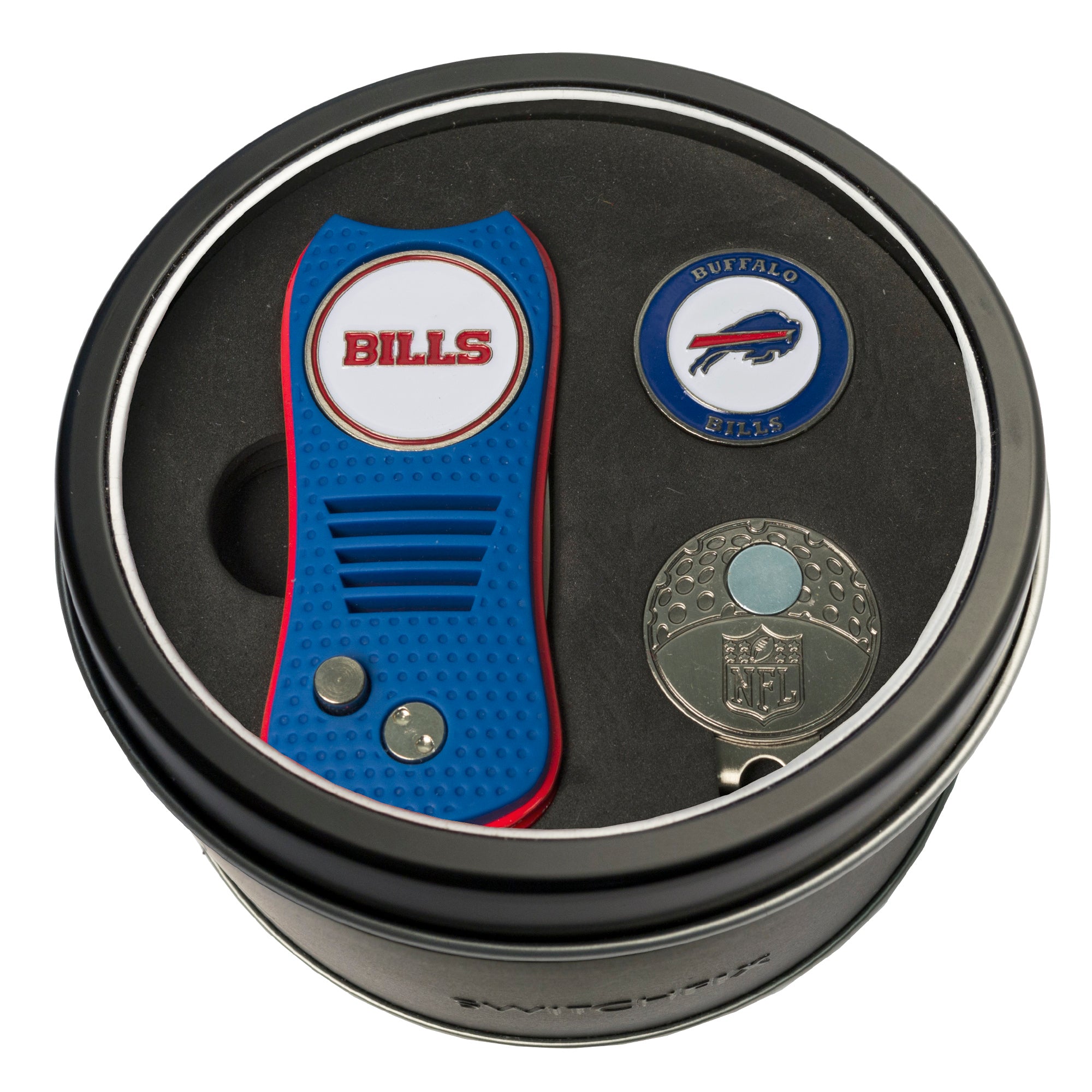 Buffalo Bills Switchblade Divot Tool + Cap Clip + Ball Marker Tin Gift Set