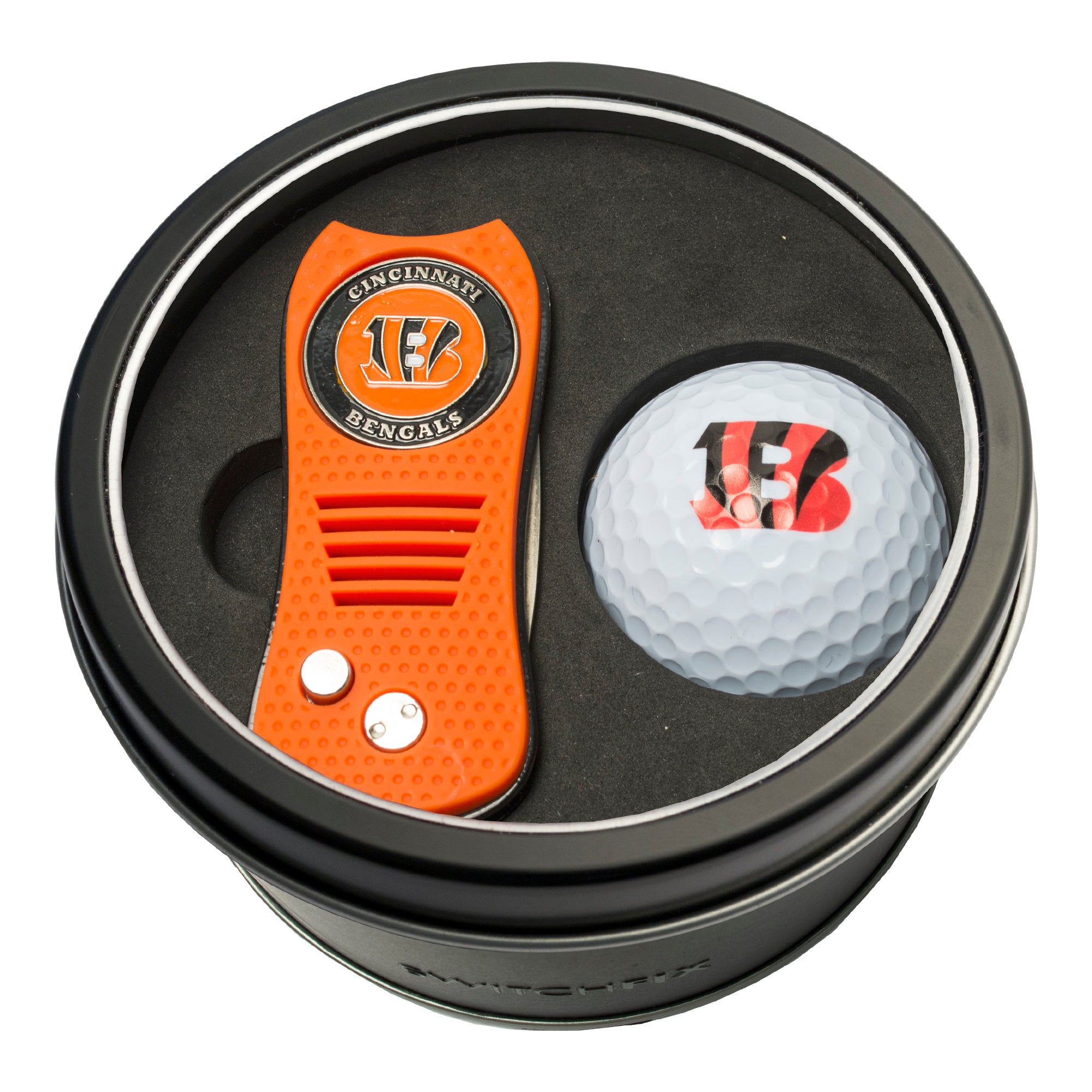 Cincinnati Bengals Switchblade Divot Tool + Golf Ball Tin Gift Set