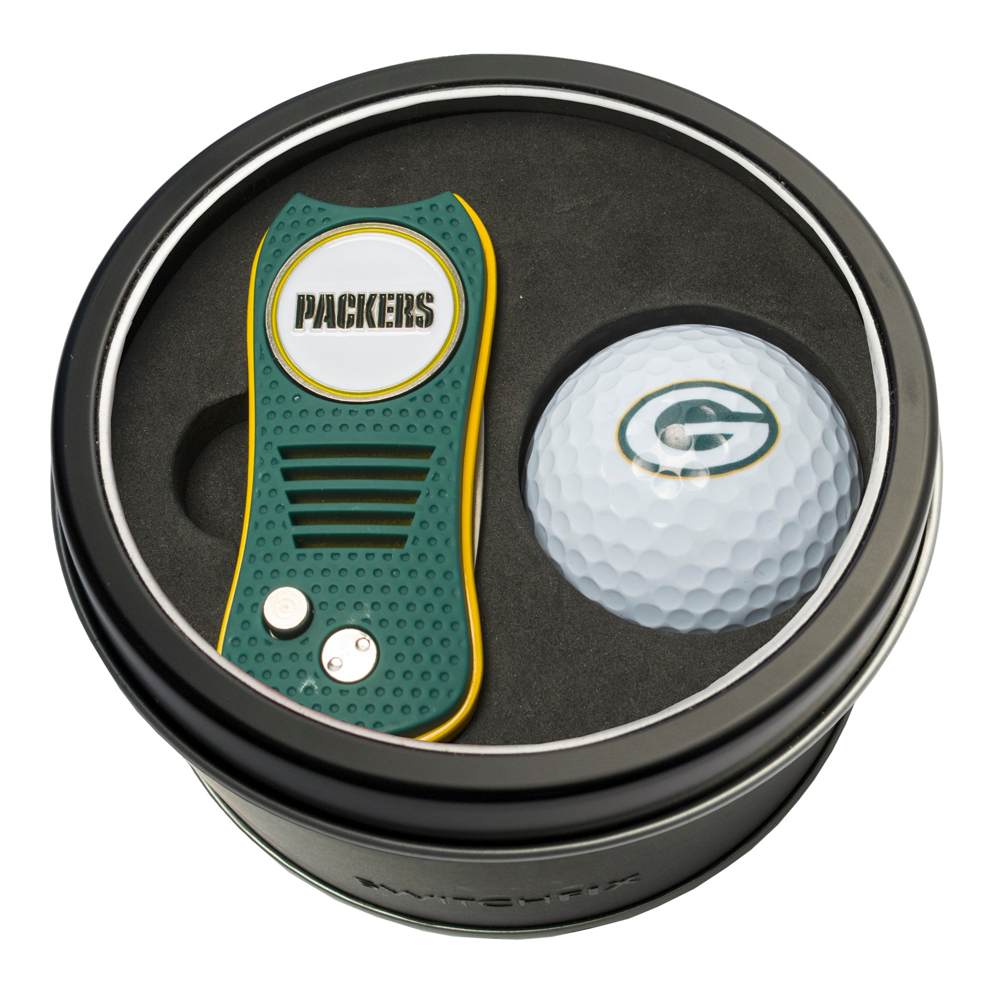 Green Bay Packers Switchblade Divot Tool + Golf Ball Tin Gift Set