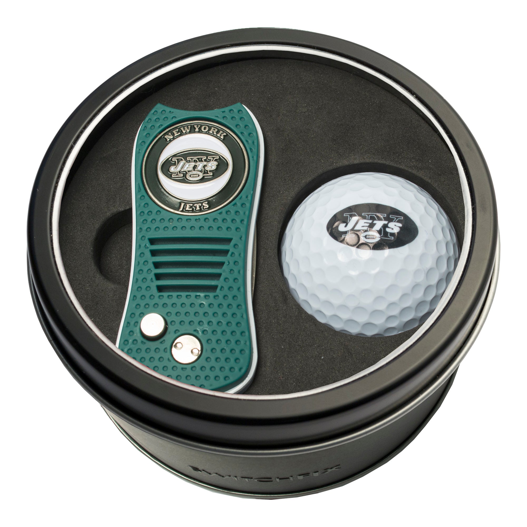 New York Jets Saints Switchblade Divot Tool + Golf Ball Tin Gift Set