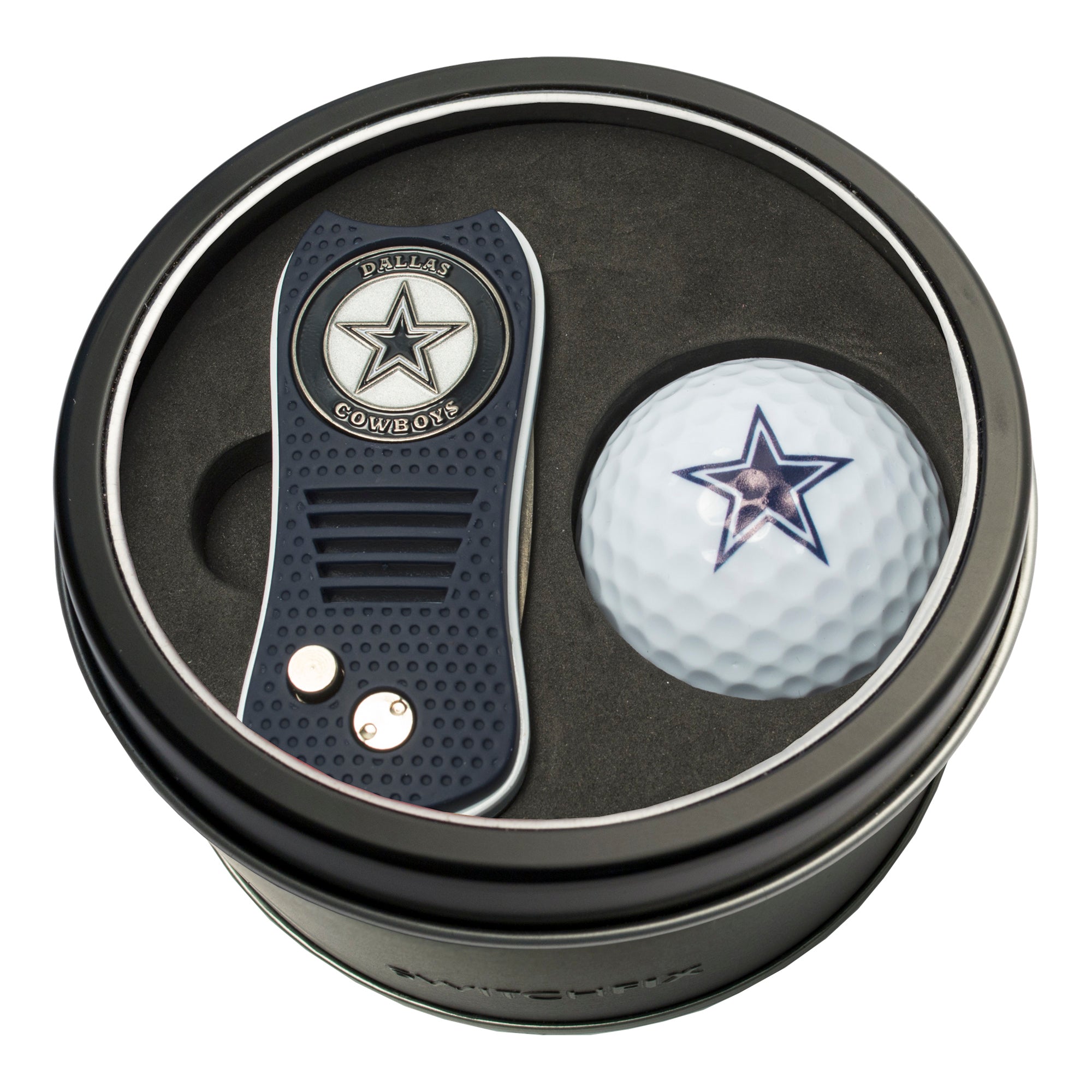 Dallas Cowboys Switchblade Divot Tool + Golf Ball Tin Gift Set